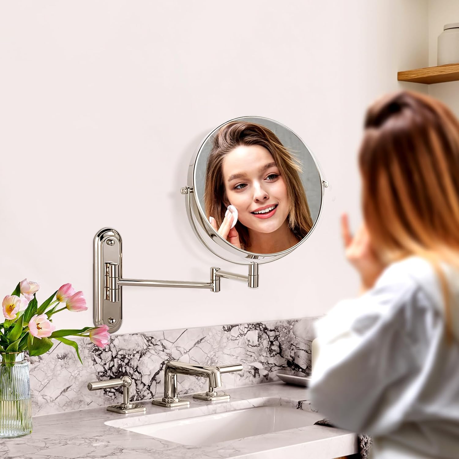 Wall-Mounted Double-Sided 85-inch Makeup Mirror with 360 Swivel