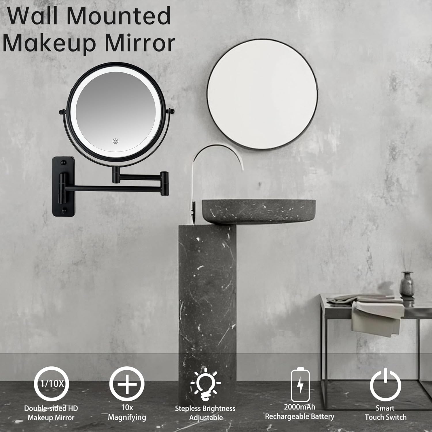 JANEEVA 8 Wall-Mounted Lighted Makeup Mirror