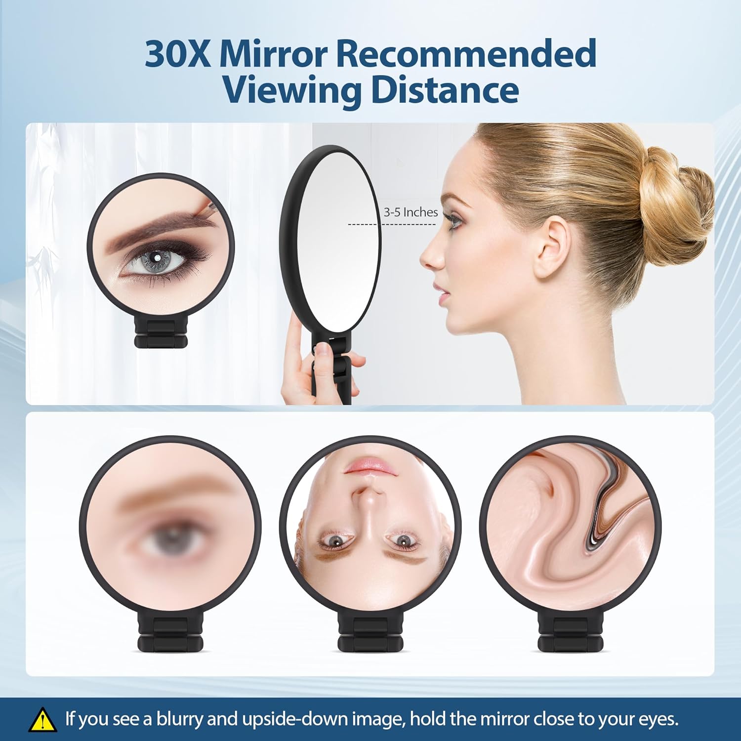 B Beauty Planet 30X Magnifying Mirror with Handle for Precision Makeup