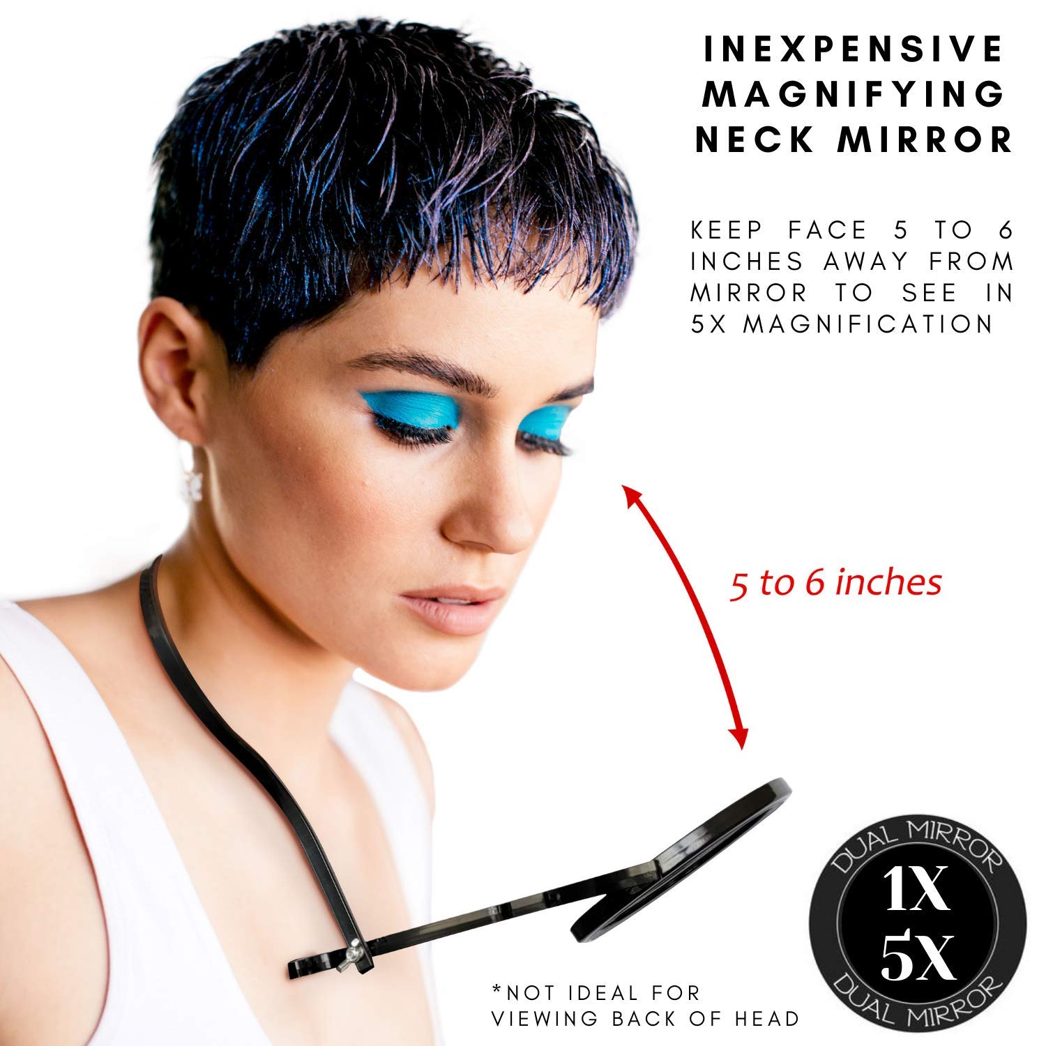 Rucci Round Portable Magnifying neck Mirror for Makeup Skincare