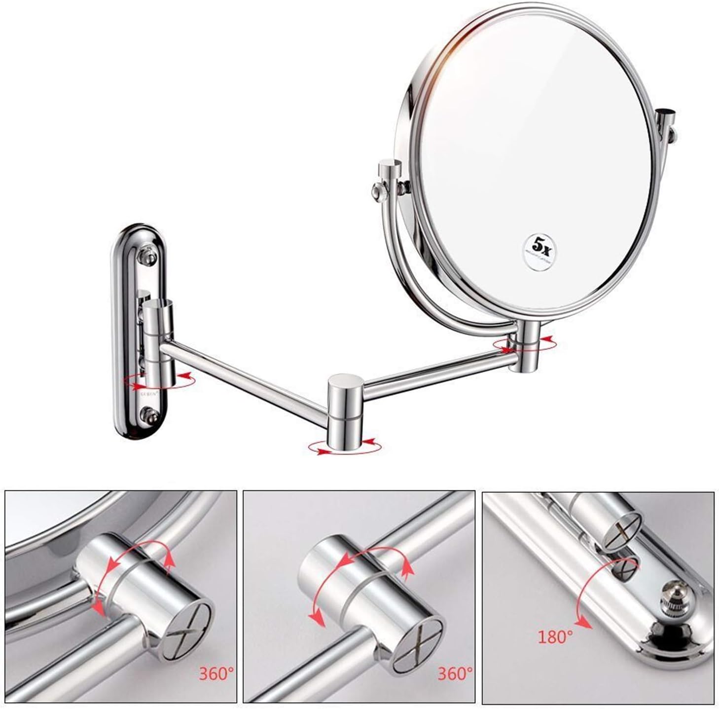 LCARY 2-Piece Aluminum Mirror for Travel