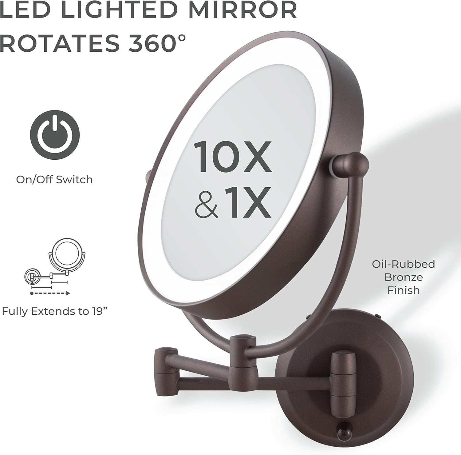 Zadro 11 LED Wall-Mounted Makeup Mirror with Shaving Function