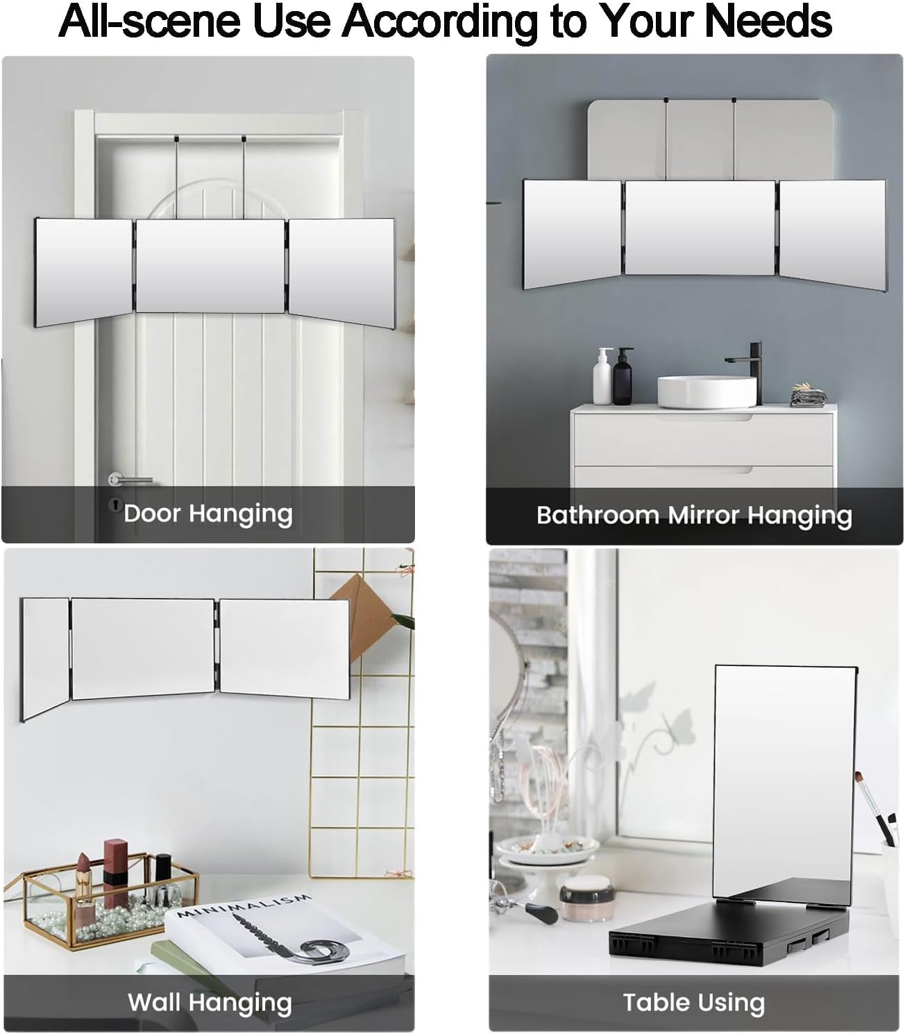 Vanexiss 3-Way Trifold Mirror