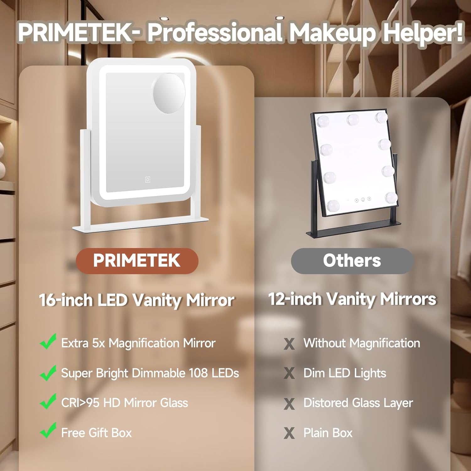 PRIMETEK Elegance 3-Light Vanity Mirror
