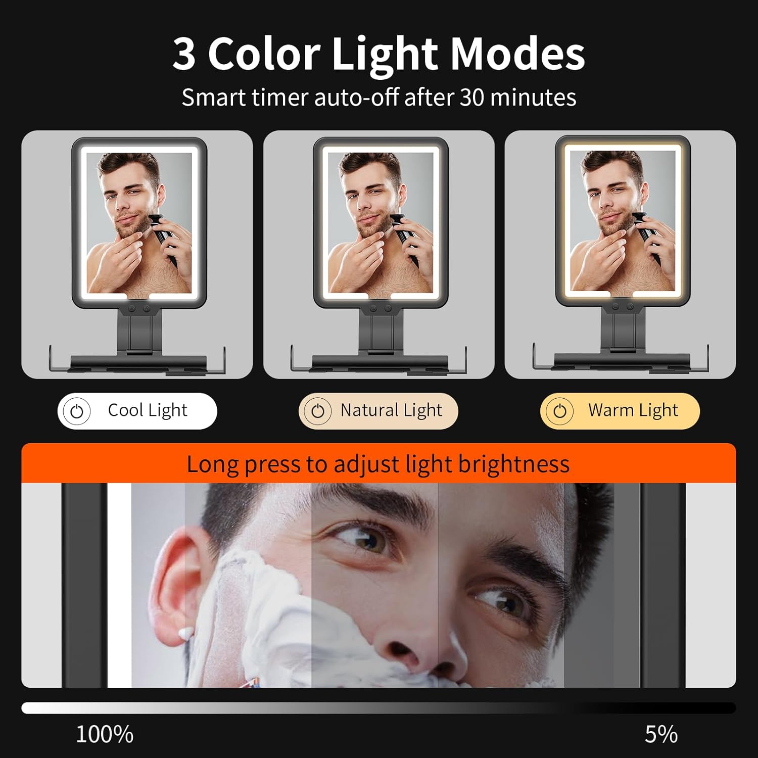 Heated Anti-Fog Shower Mirror for Shavers
