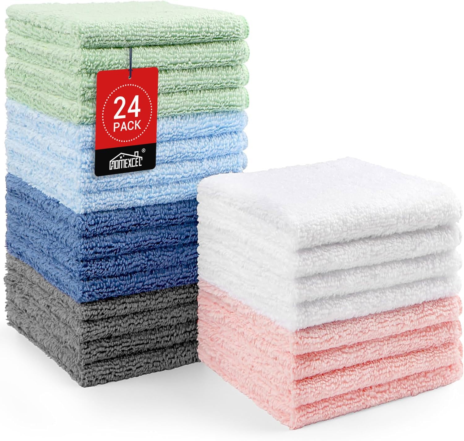 HOMEXCEL Microfiber Washcloths 24-Piece Set