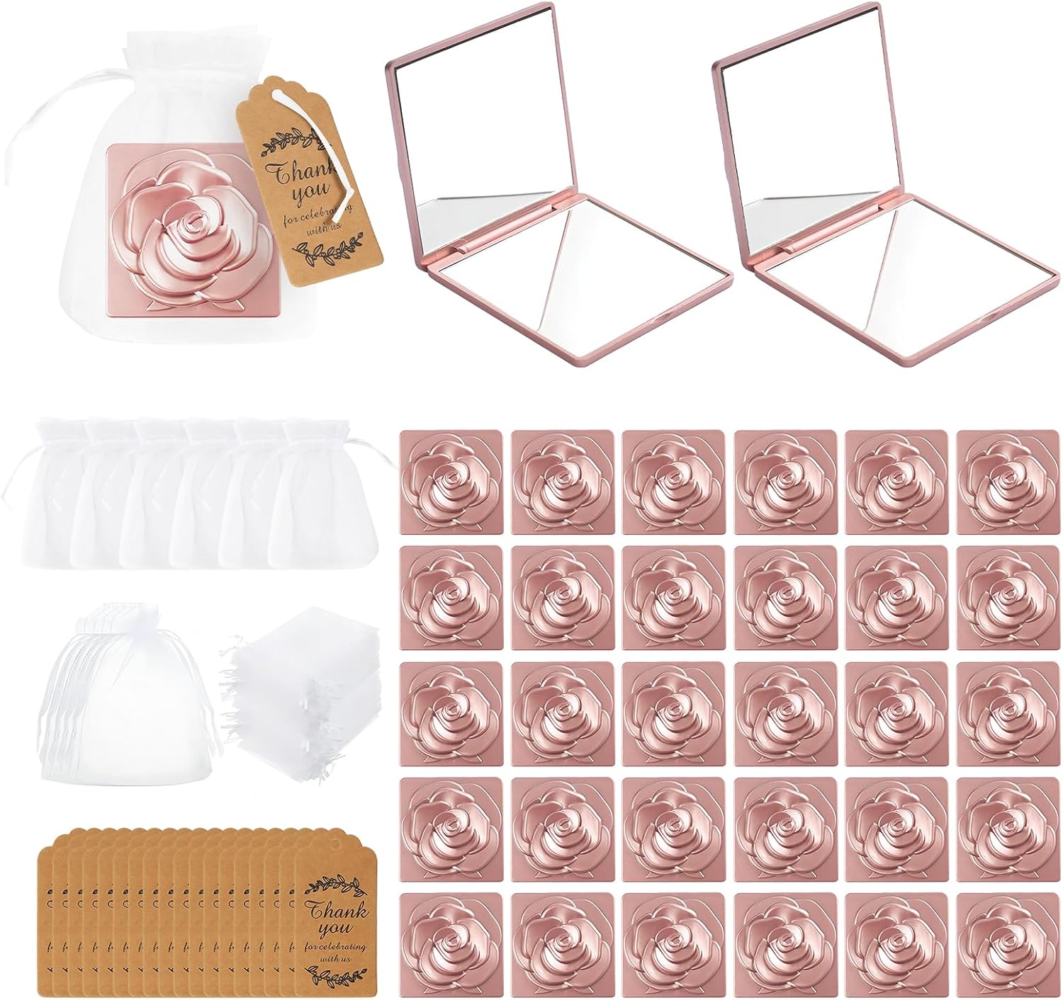 Exquisite Compact Rose Mirrors Party Favor Set