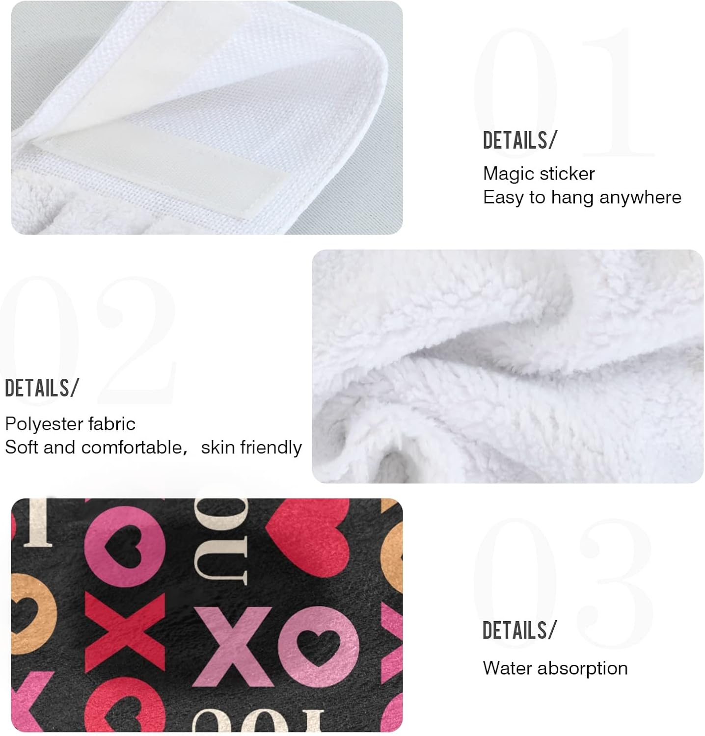 Elegant Heartfelt Kitchen Towels for Love Fingertip Towels with Unique Design