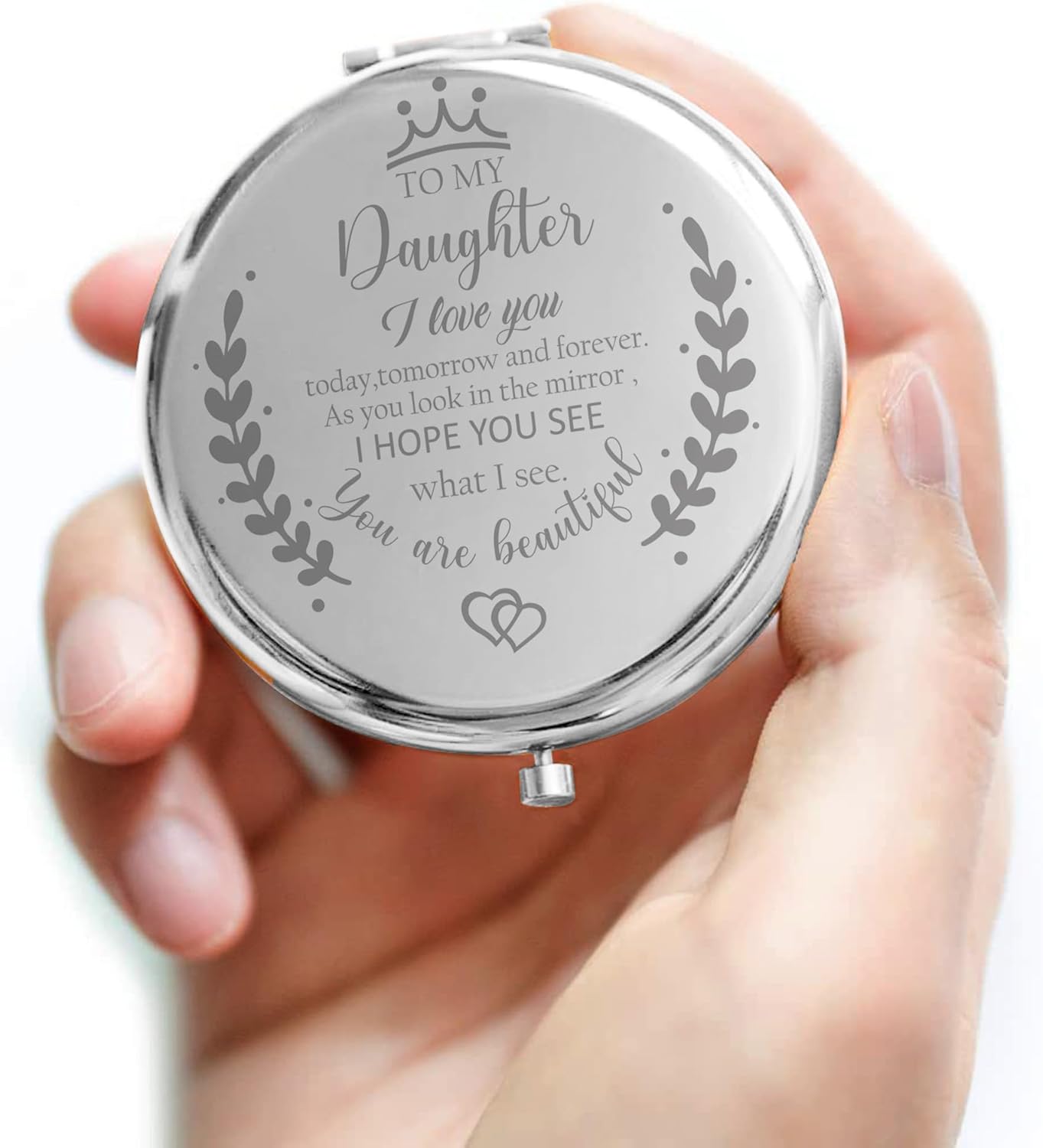 Soulpetals Daughter Compact Mirror Engraved Makeup Mirror for Daughter Perfect for Momsgift