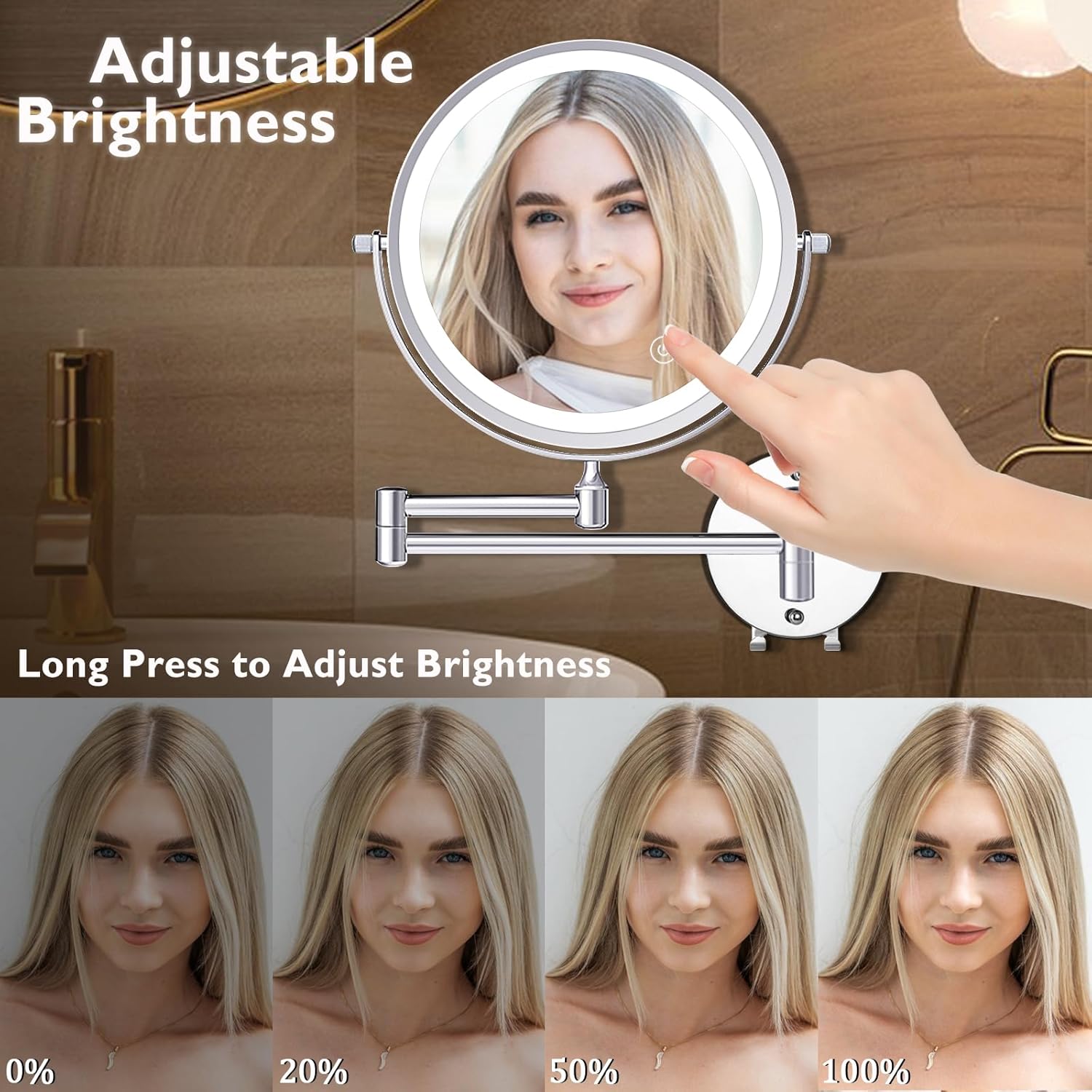 1X15X Wall Mounted Makeup Mirror