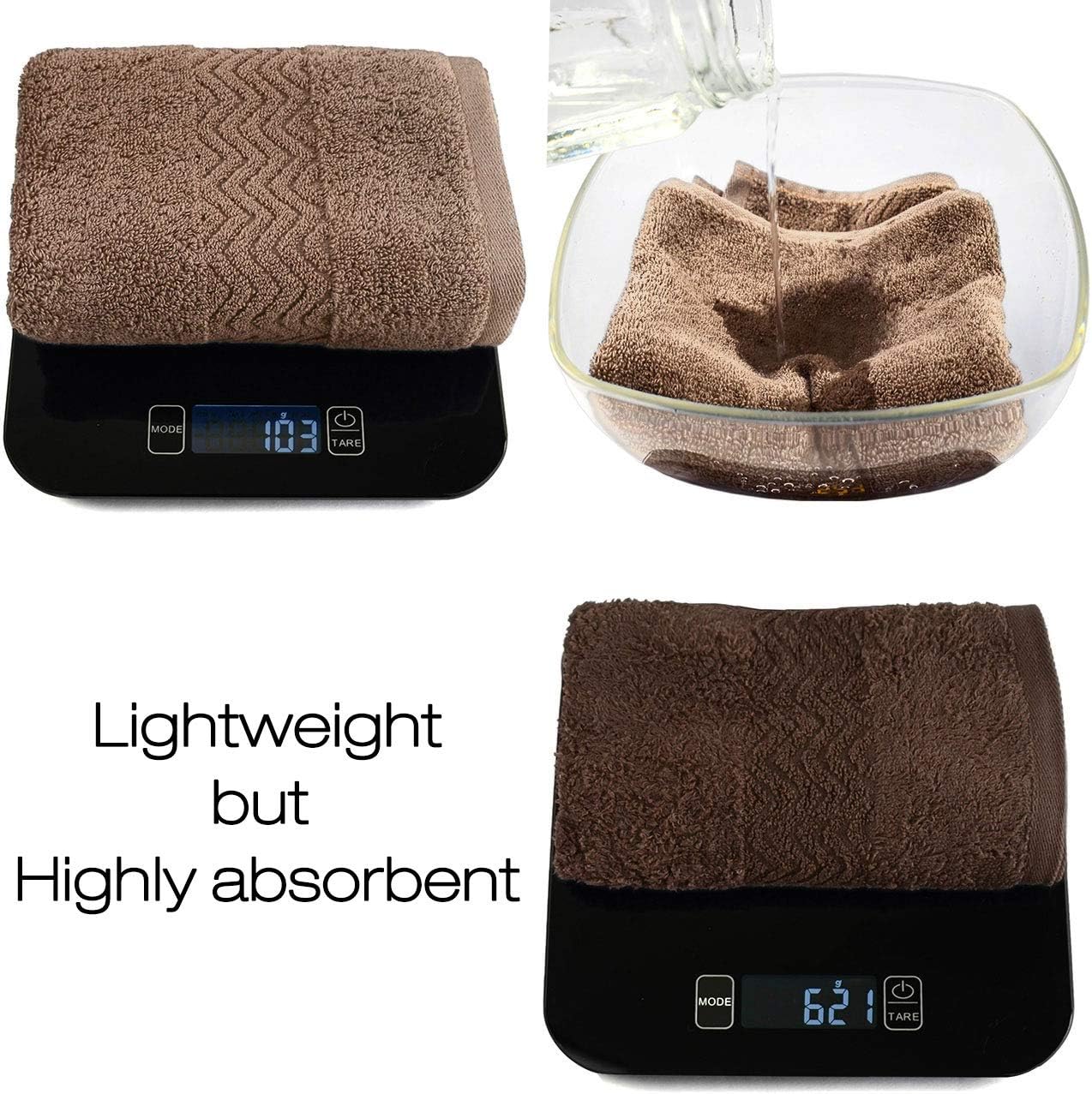Cleanbear 13x28 Cotton Hand Towels Soft Durable Brown