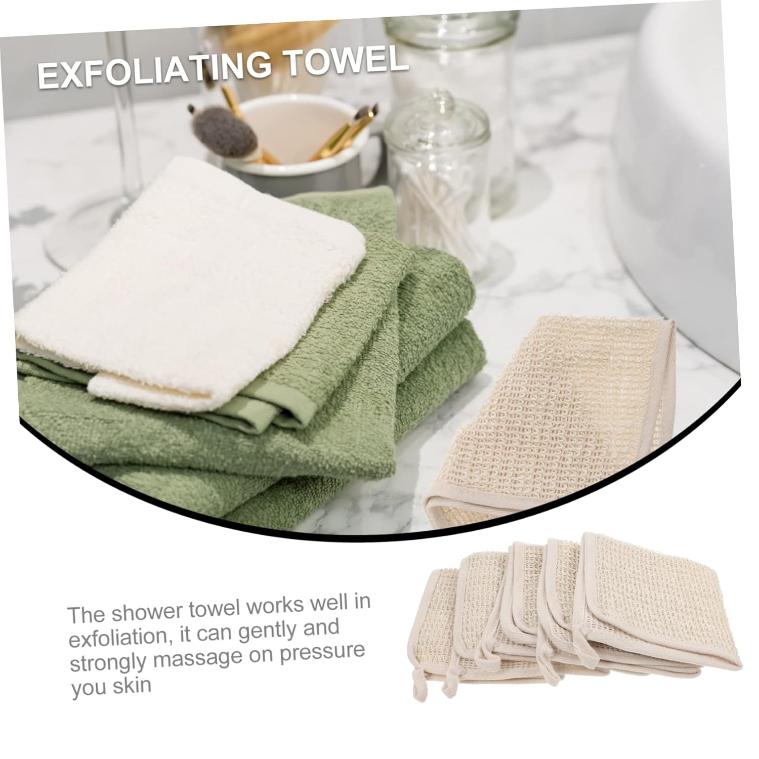 Baluue 5Pcs Exfoliating Shower Towels