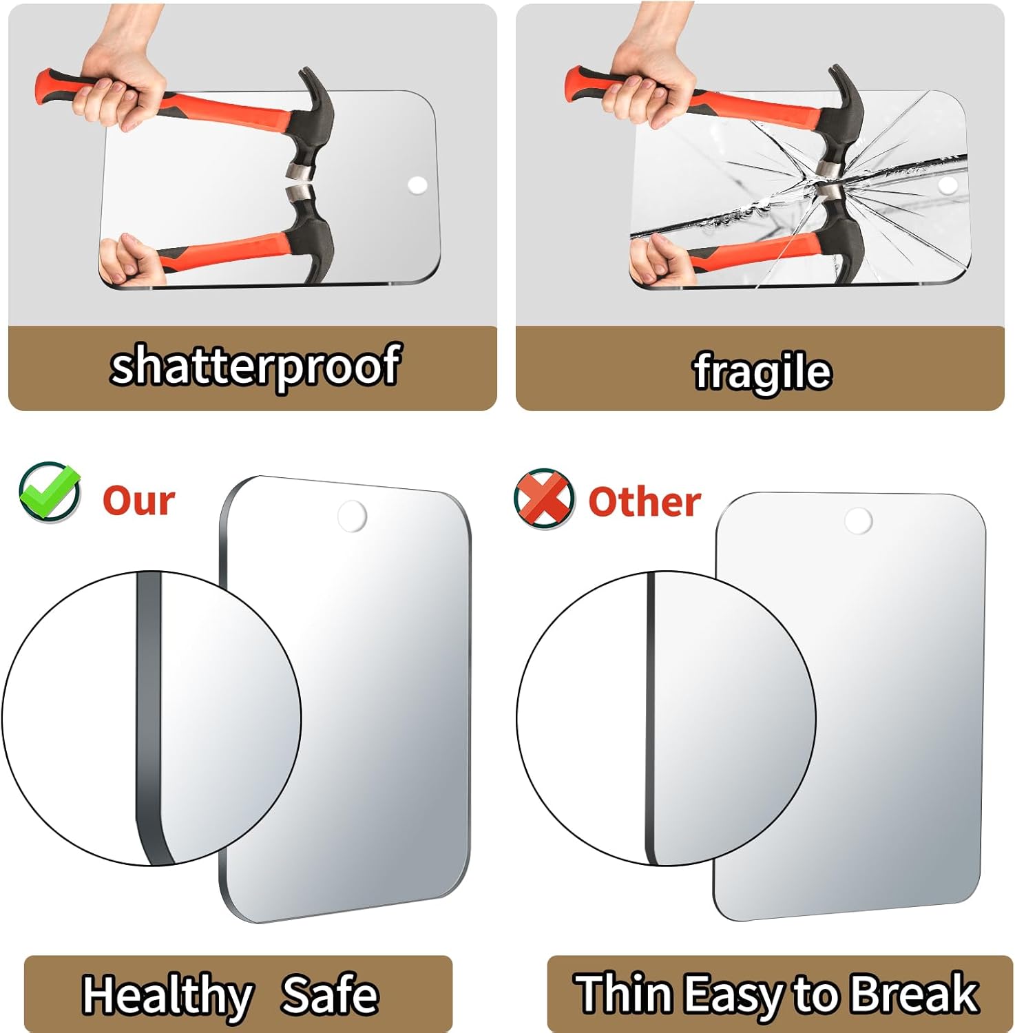 Safe Travel Mirror for Shaving or Makeup
