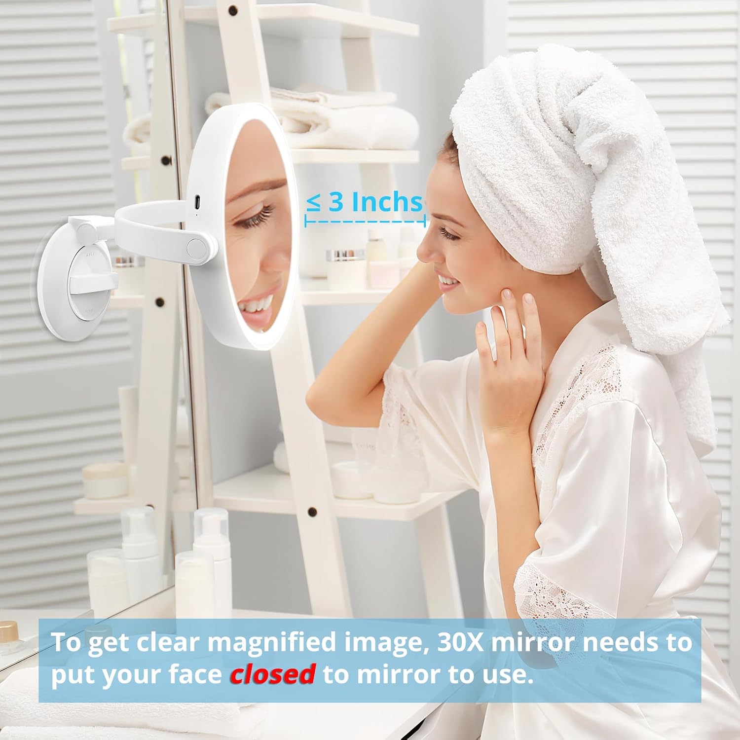 Fabuday Magnifying Mirror with Lights and Suction Cup