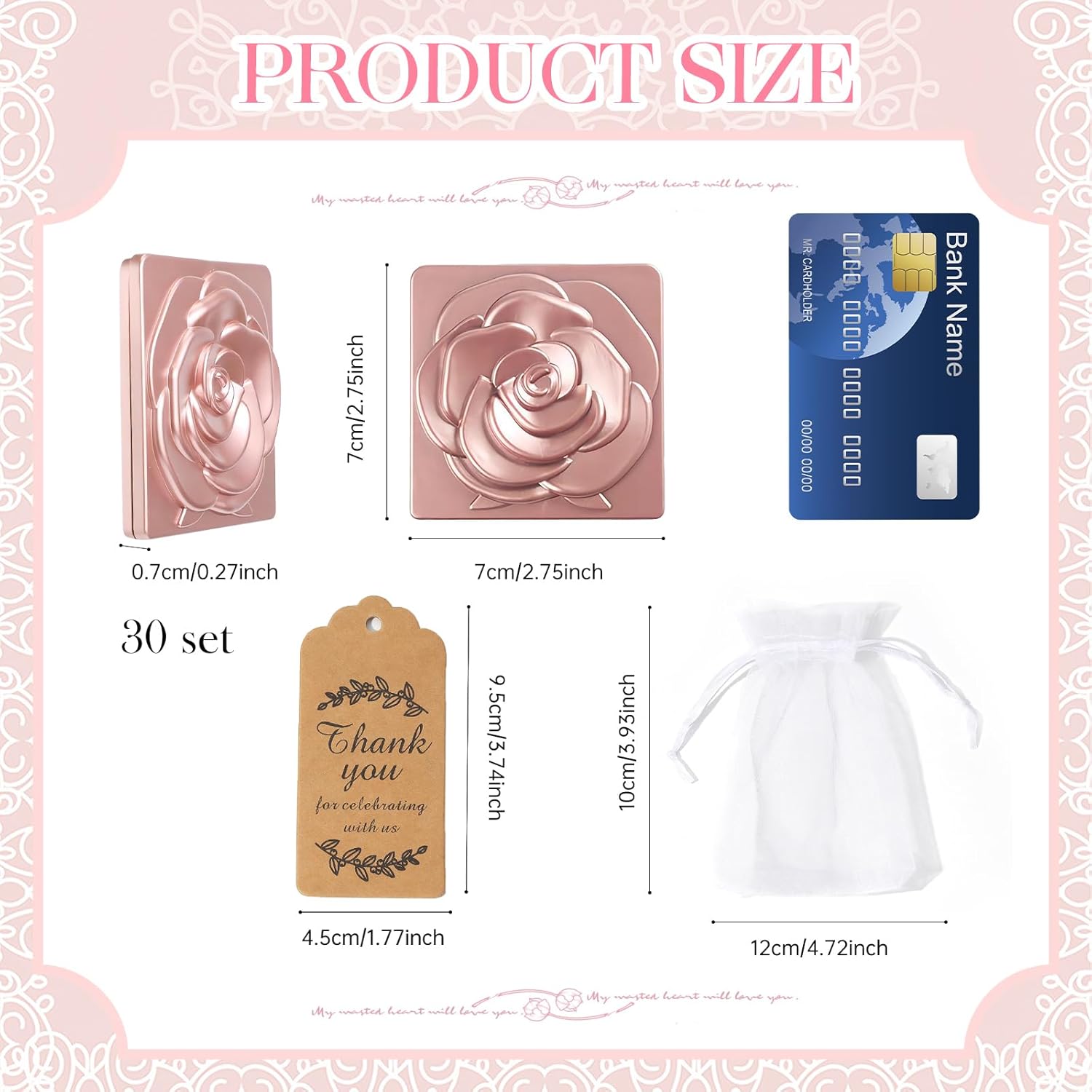 Exquisite Compact Rose Mirrors Party Favor Set