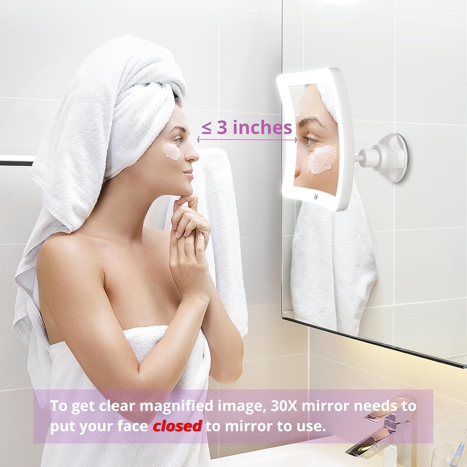 30x Lighted Magnifying Mirror w Suction