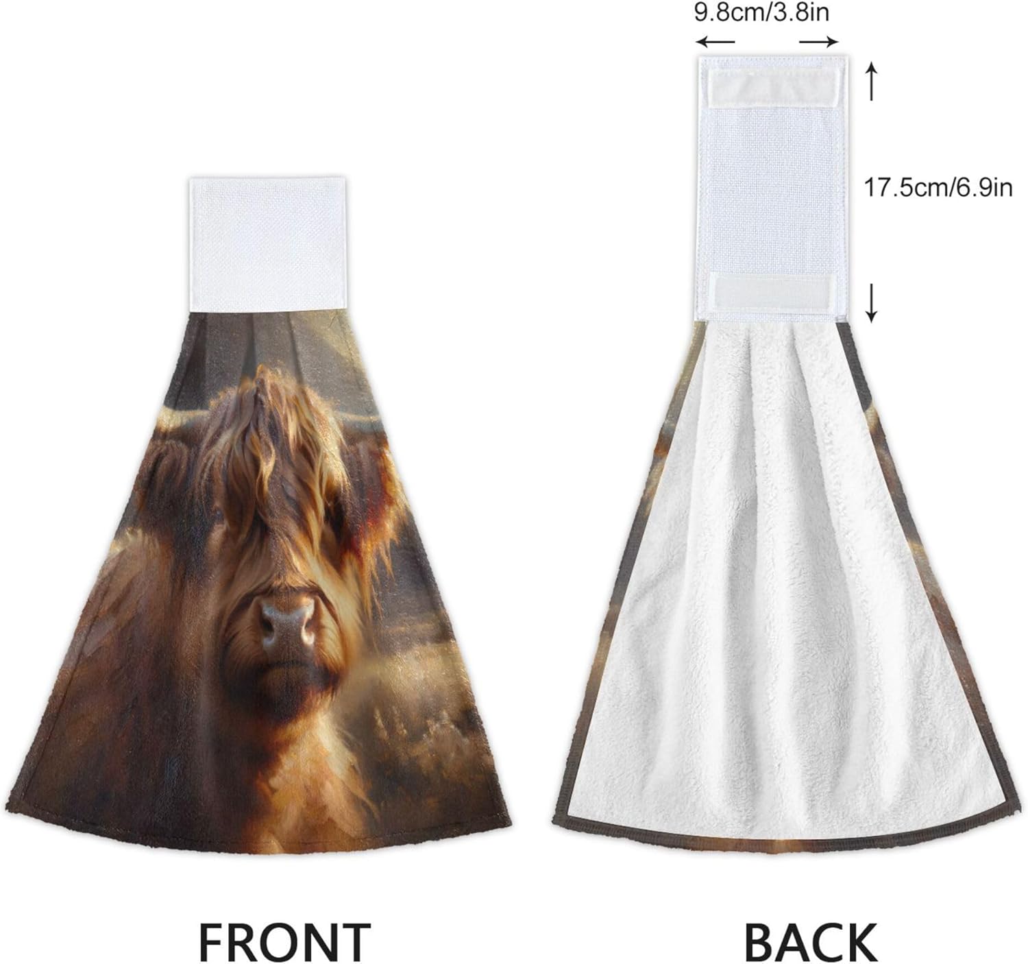 Highland Cow Brown Kitchen Hand Towels