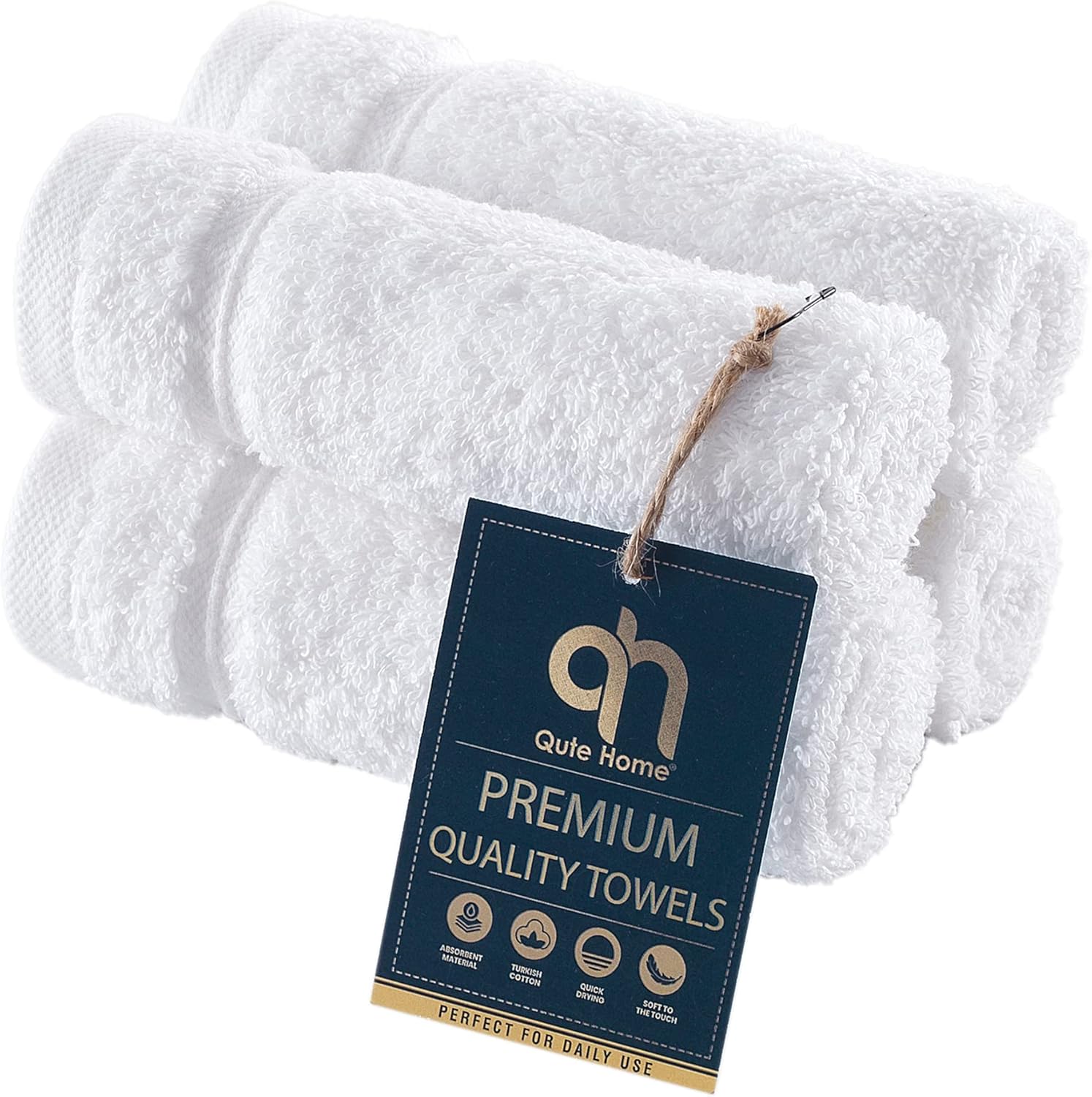 Qute Home Premium 4-Piece Fiber Washcloth Set for Bathroom Turkish Cotton