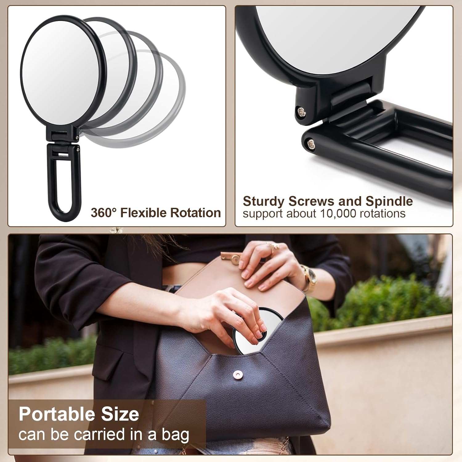 BOOMIBOO 1X10X Travel Magnifying Makeup Mirror