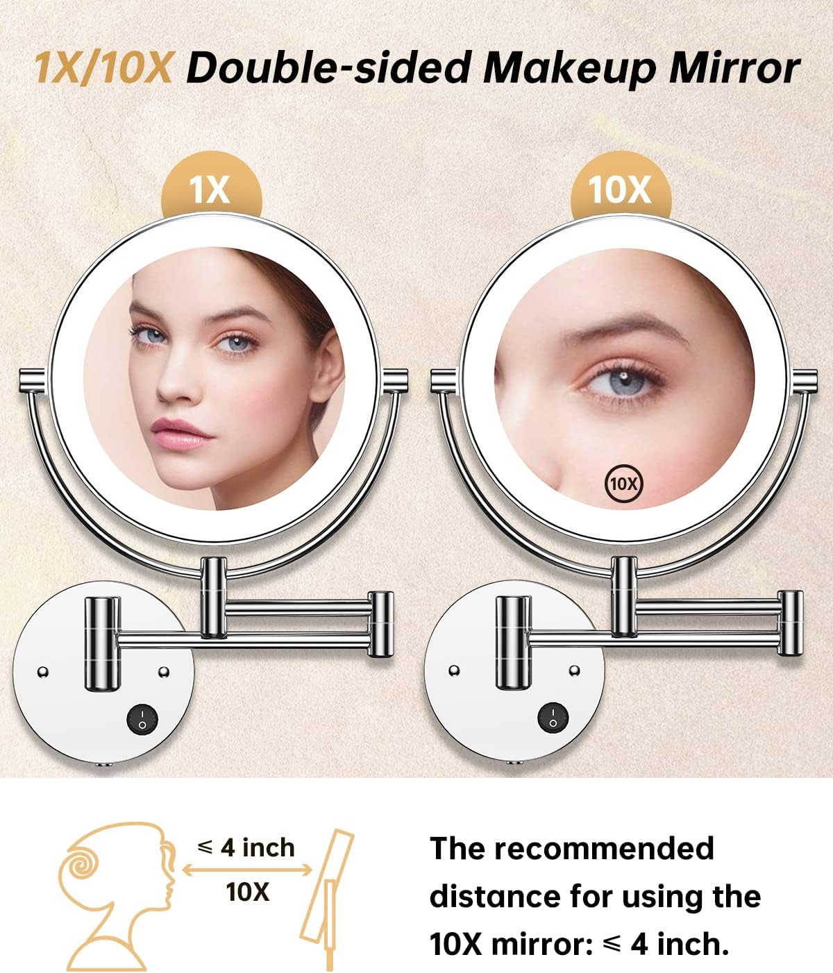 Gospire 85 Wall-Mounted Magnifying Mirror