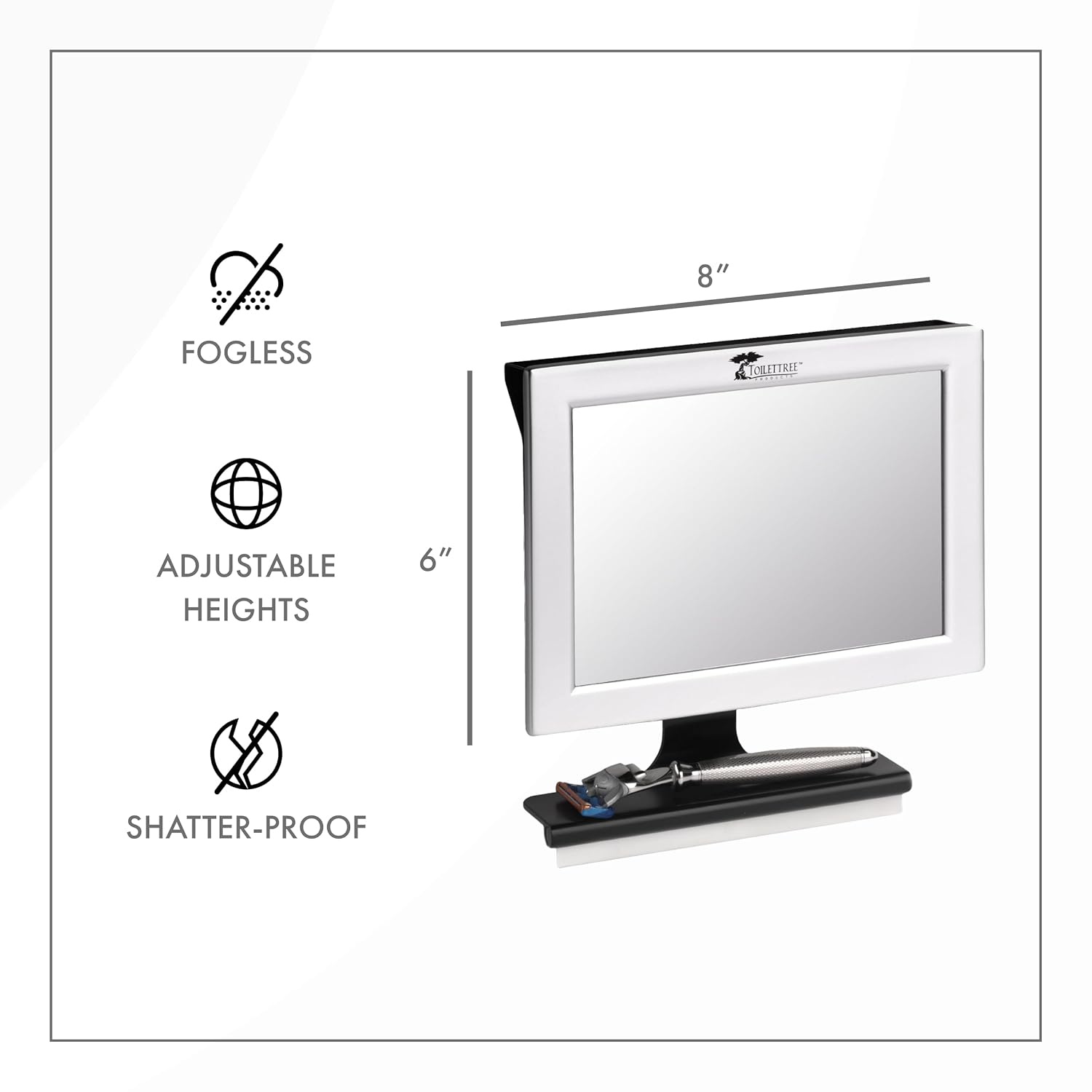 Fog-Free Shower Mirror with Squeegee
