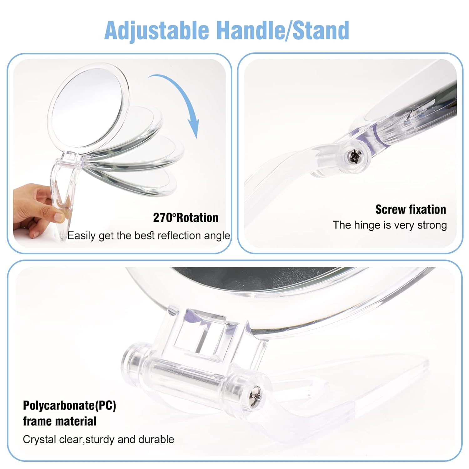 20x Magnifying Handheld Mirror 6-inch Double-Sided Travel-Friendly