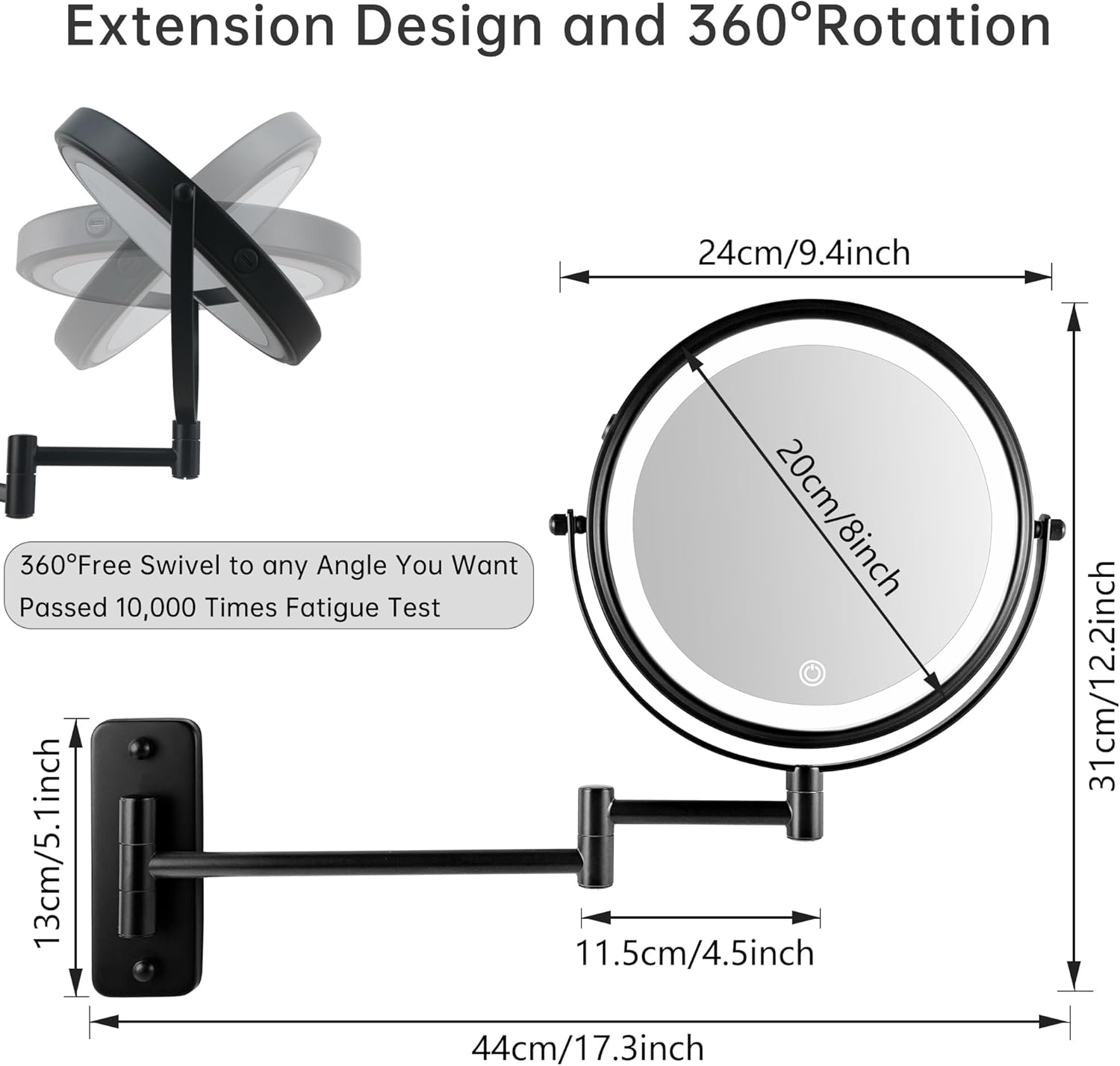 JANEEVA 8 Wall-Mounted Lighted Makeup Mirror