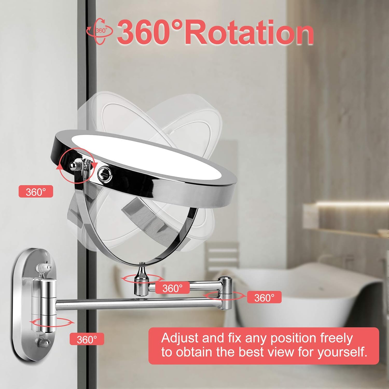 Rechargeable Magnetic 8-inch Makeup Vanity Mirror