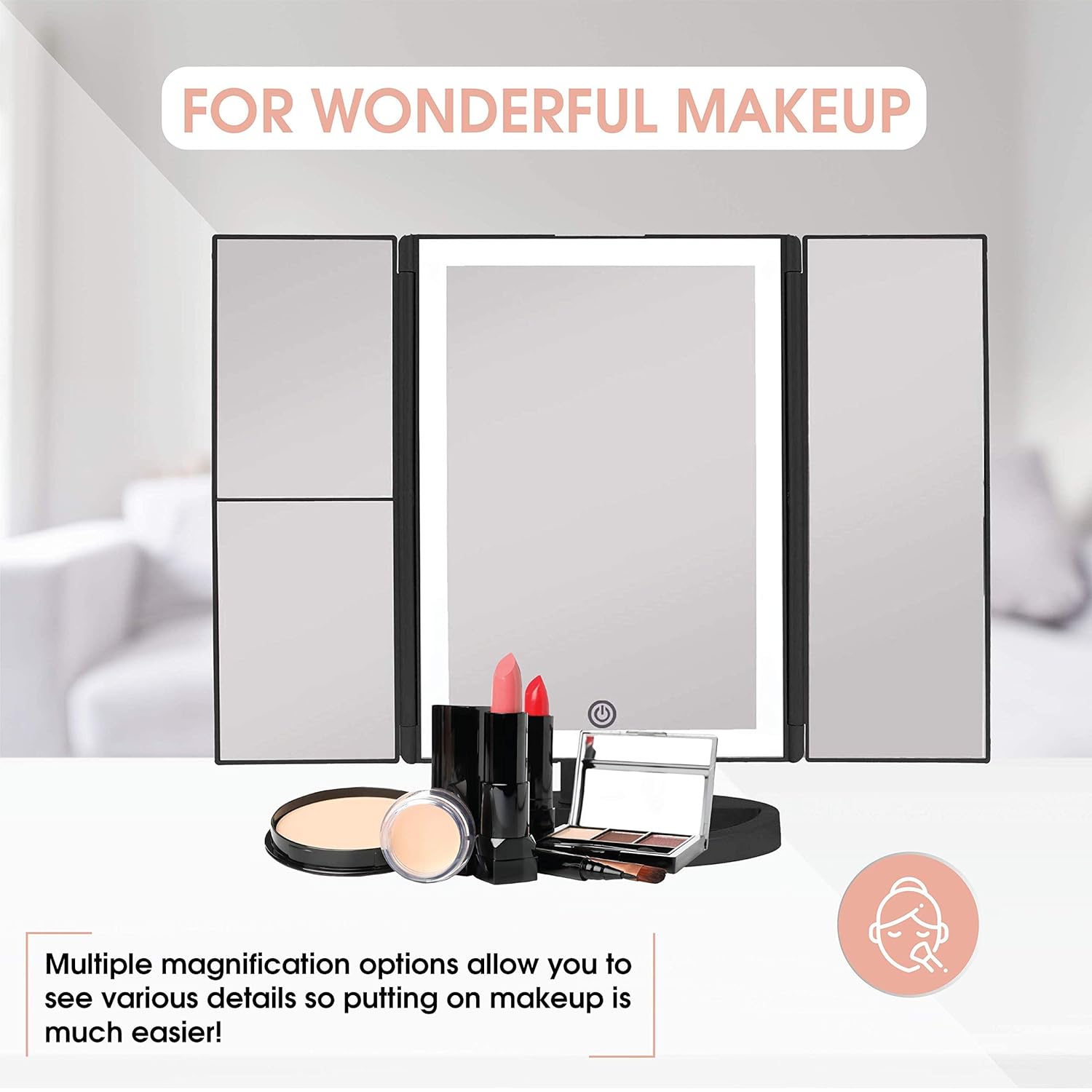 36 LED Touch-Screen Makeup Mirror with 123X Magnification