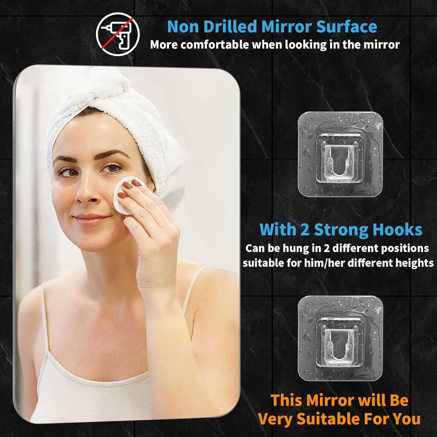 EUAIAJ Shaving Grooming Mirror 103x79in Frosted Easy Install