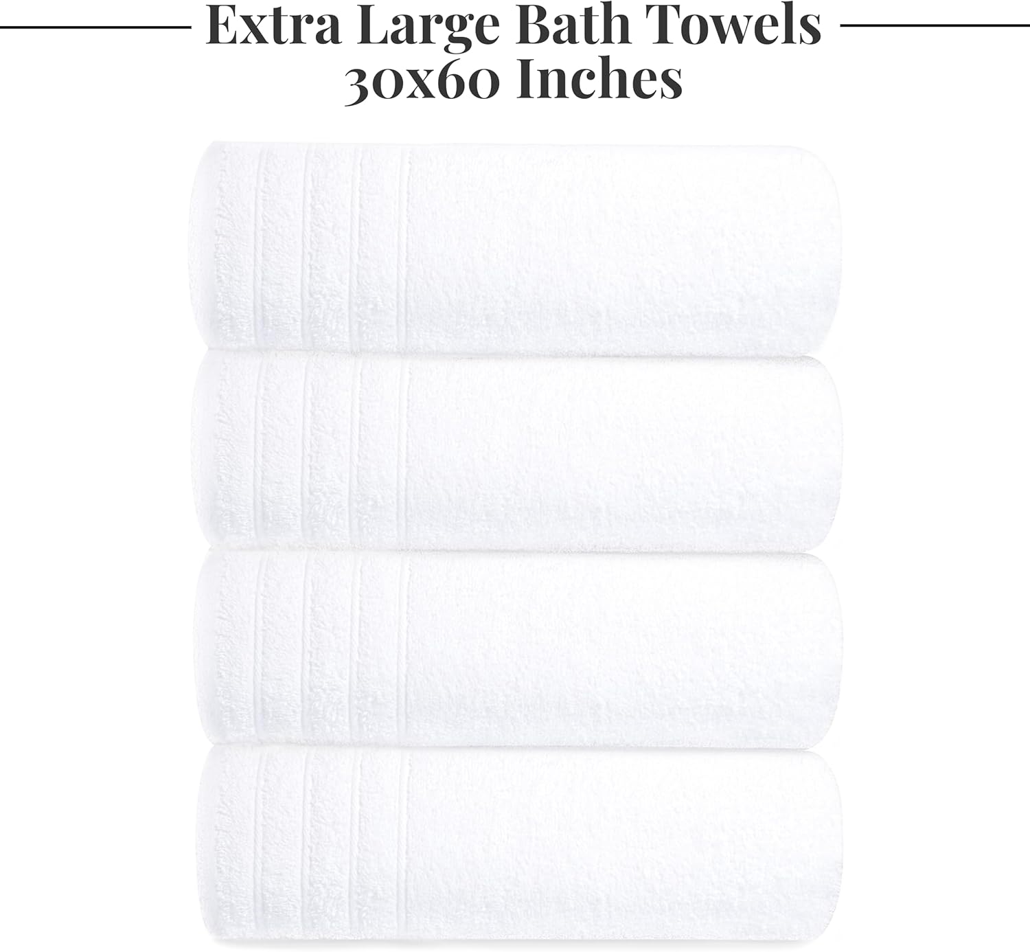Tens Towels 4-Piece Bath Towels Set 30x60 inches Light Weight Soft Durable