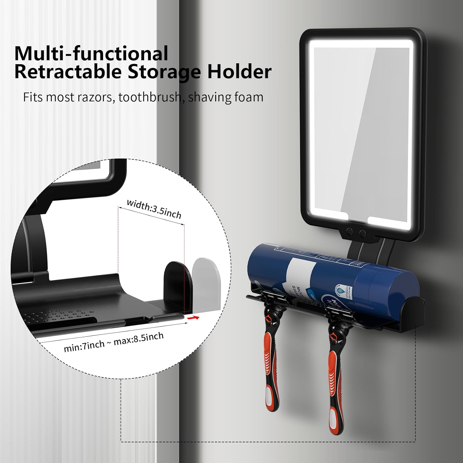 Heated Anti-Fog Shower Mirror for Shavers