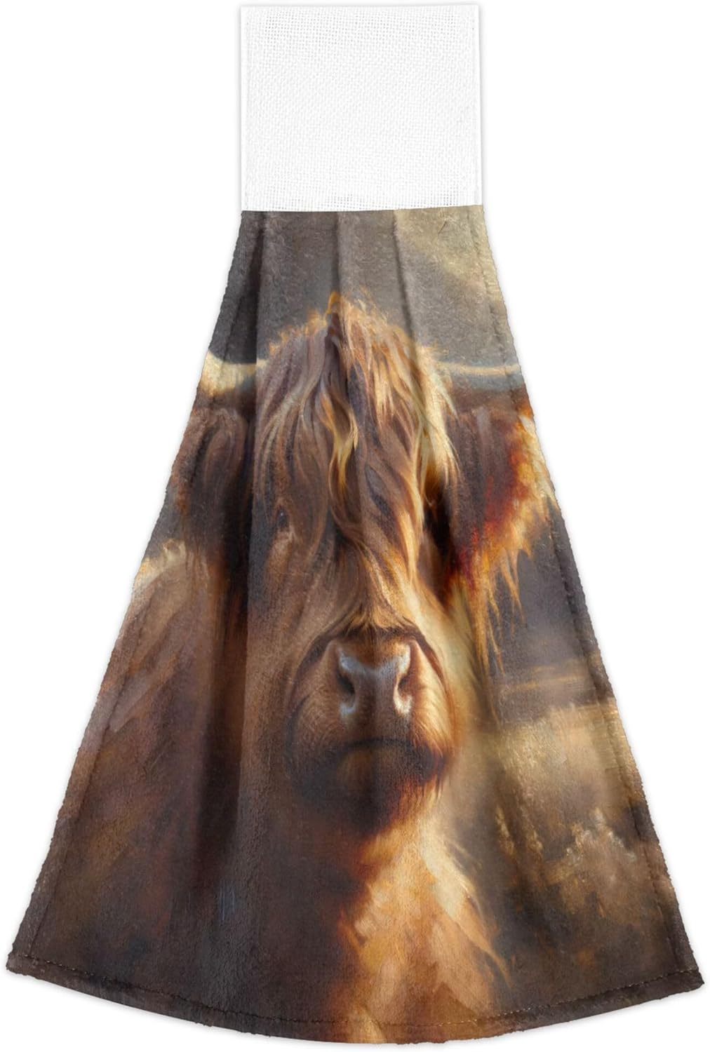 Highland Cow Brown Kitchen Hand Towels