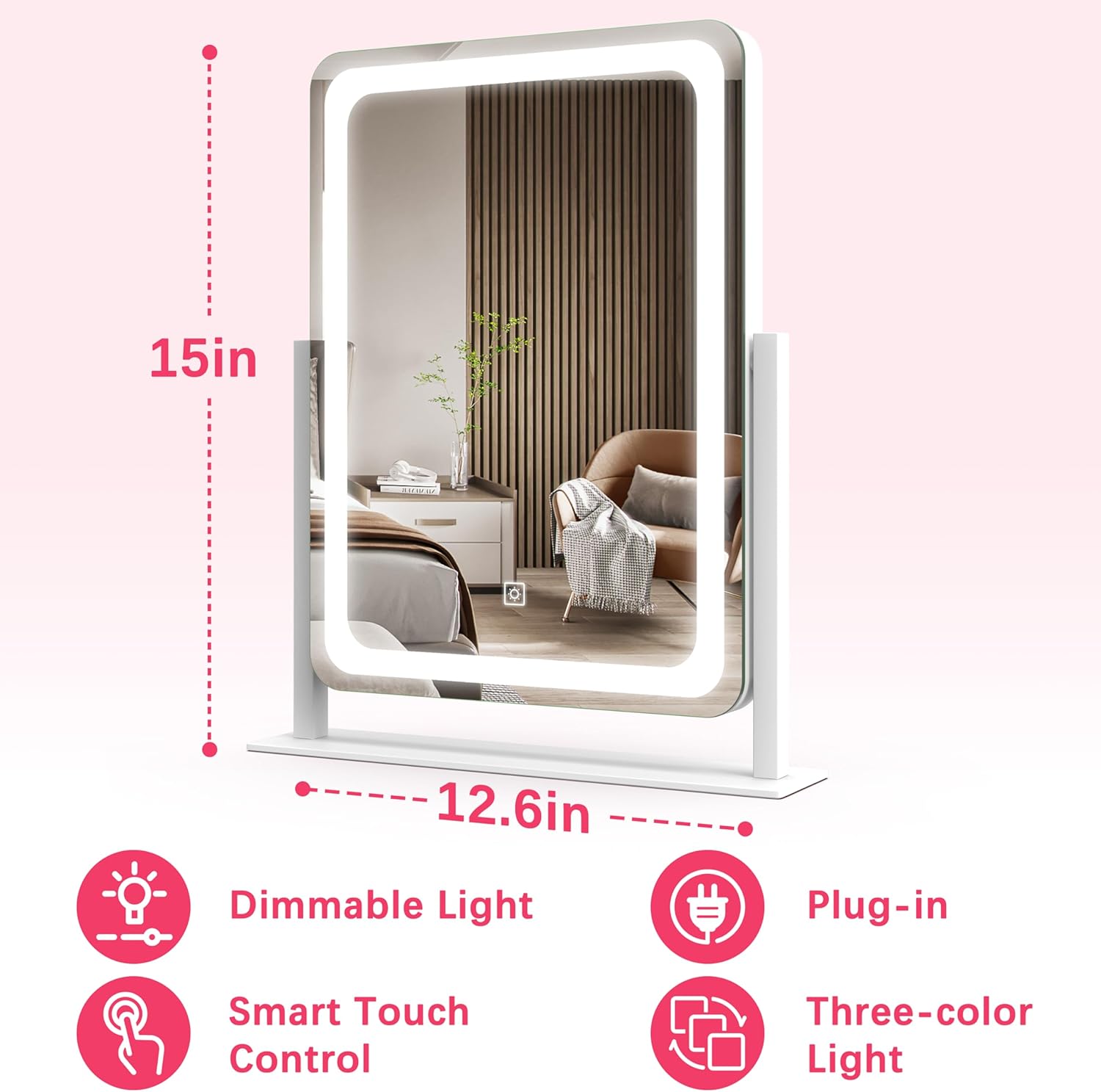Stylish Compact Vanity Mirror with Smart Lights for Makeup and Skincare