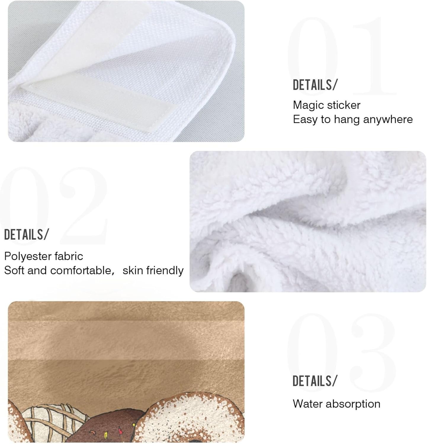 Seamless Donut Kitchen Hand Towels Set of 2