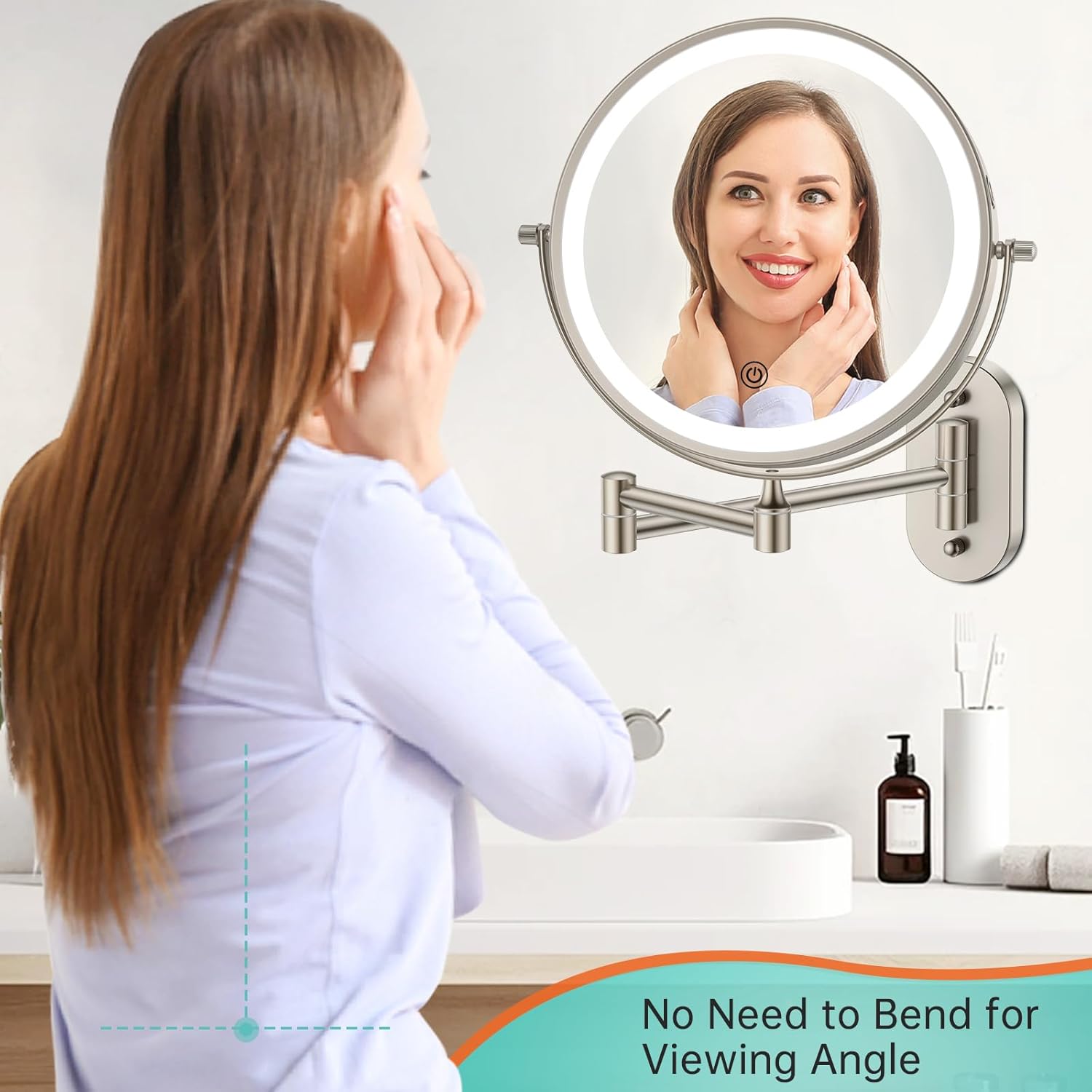 Wall-Mounted Compact Rechargeable Makeup Mirror