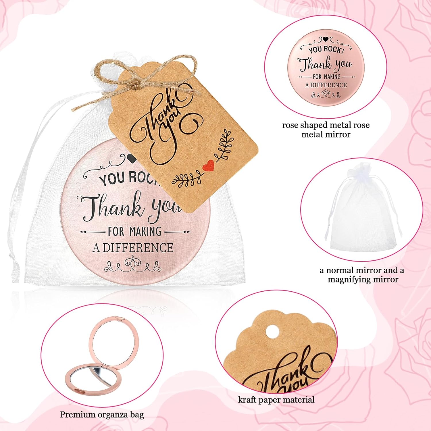 24-Set Inspirational Compact Mirrors for Women Thoughtful Gifts