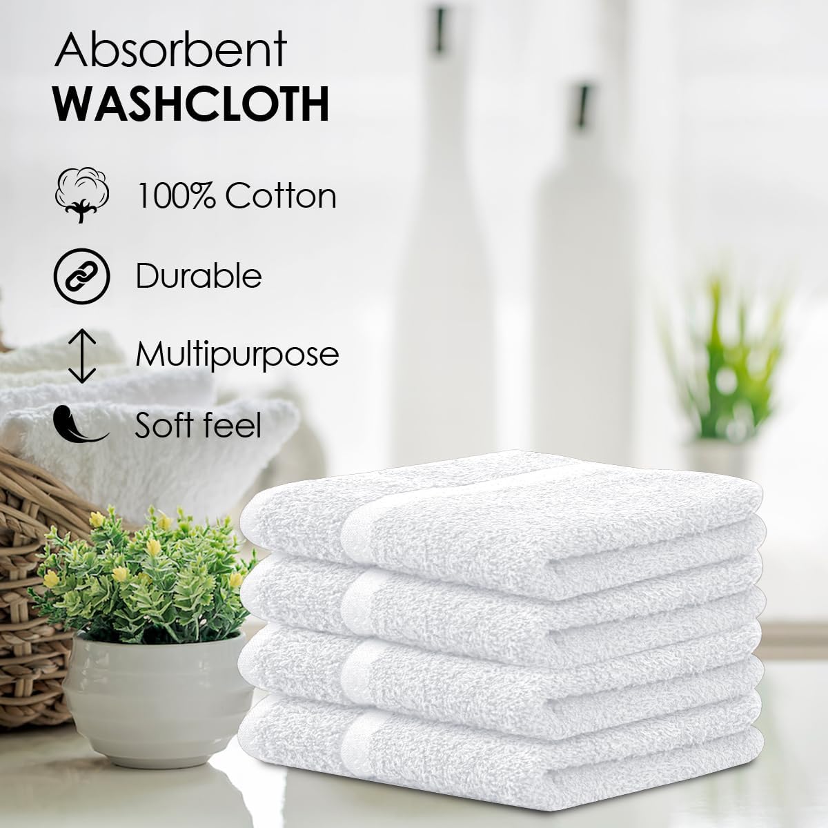 Avalon 48-Pk 12x12 Washcloths