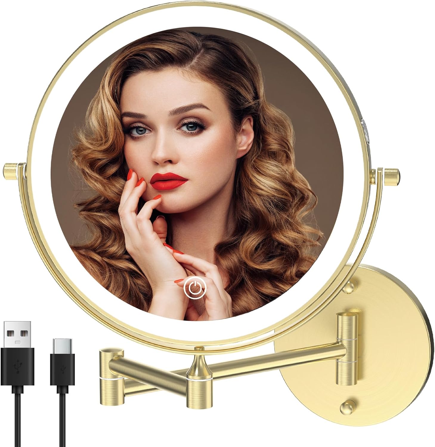 MIROAMZ 8 Wall-Mounted Lighted Makeup Vanity Mirror with 1X 10X Magnification