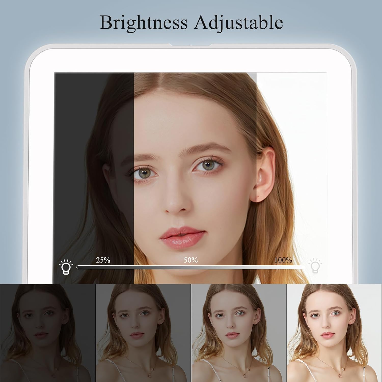 FUNTOUCH Rechargeable Travel Makeup Mirror with 72 LED Lights