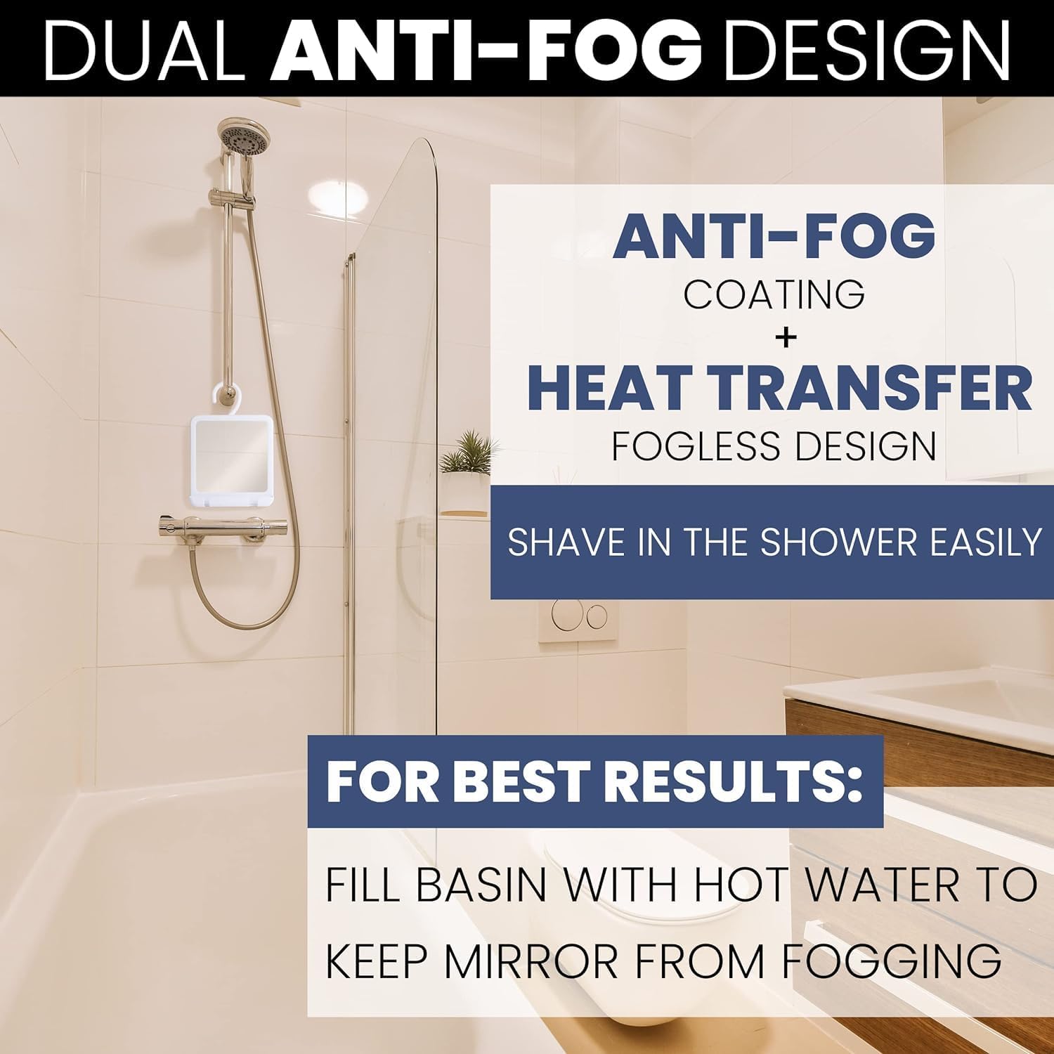 MirrorVana Dual Anti-Fog Folding Shatterproof Shower Mirror