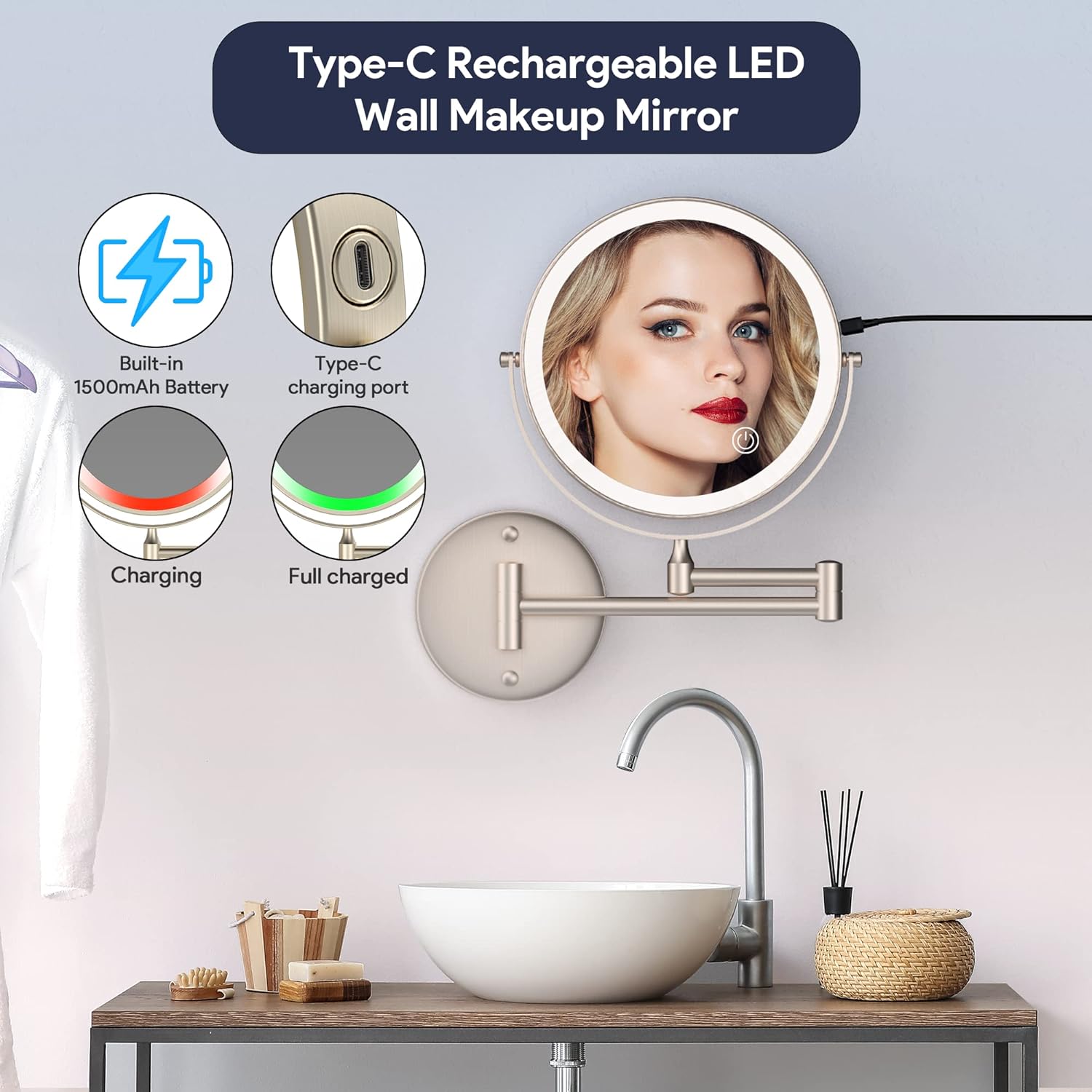 HD Wall-Mounted Makeup Mirror for Daily Use