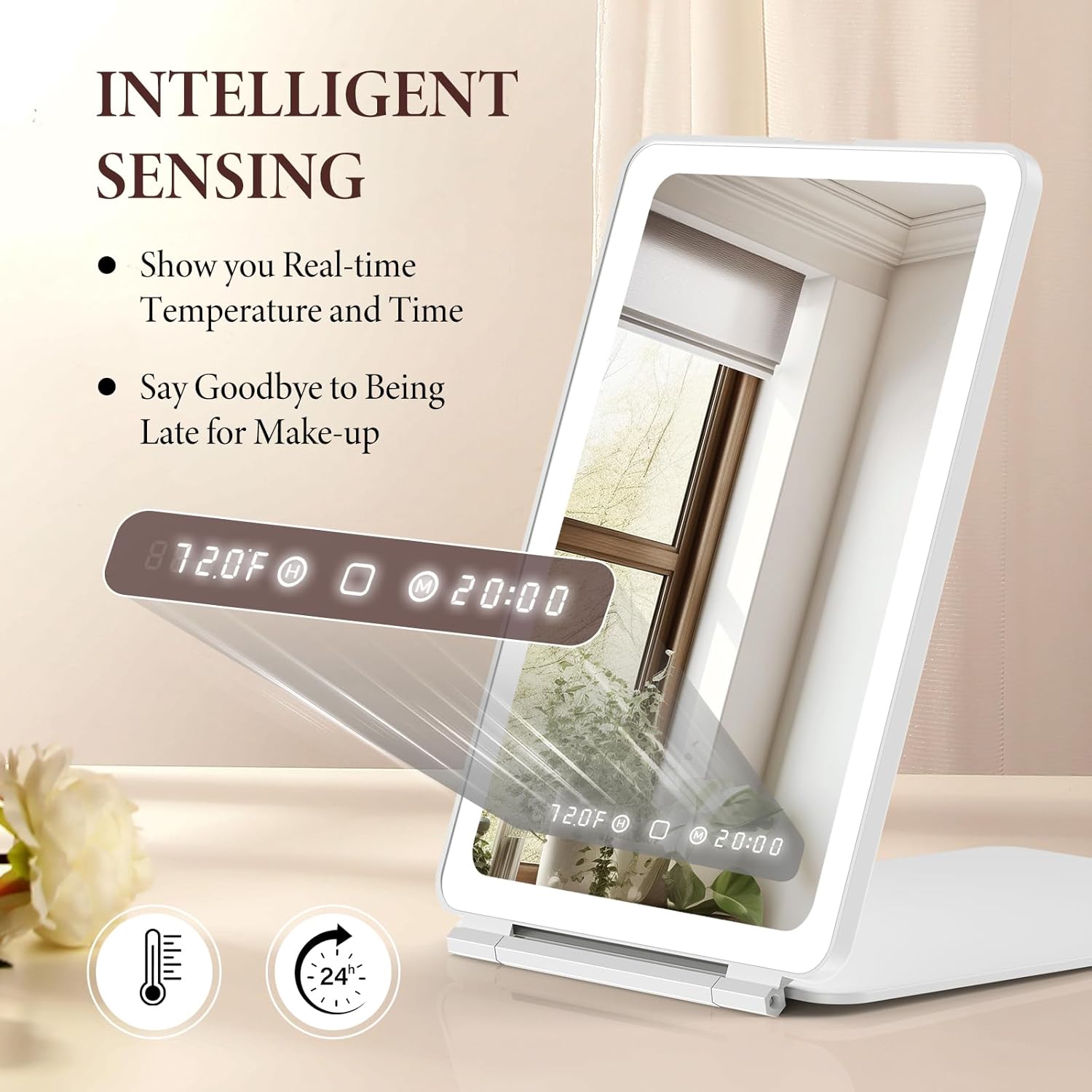 Zemmys Foldable Travel Makeup Mirror with 75 Electric Display