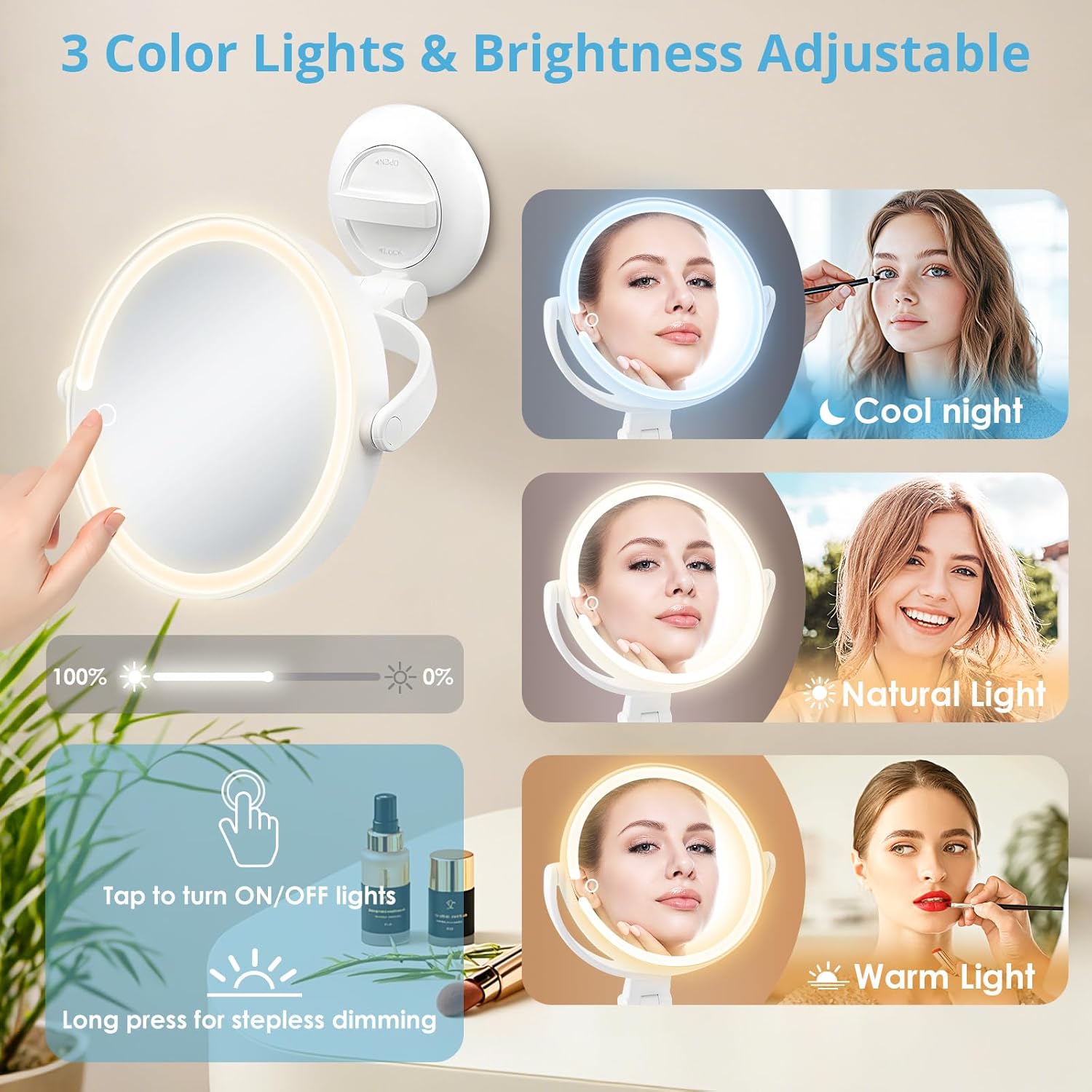 Fabuday Magnifying Mirror with Lights and Suction Cup