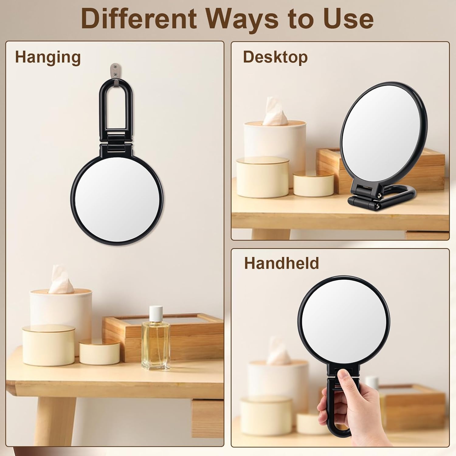 BOOMIBOO 1X10X Travel Magnifying Makeup Mirror