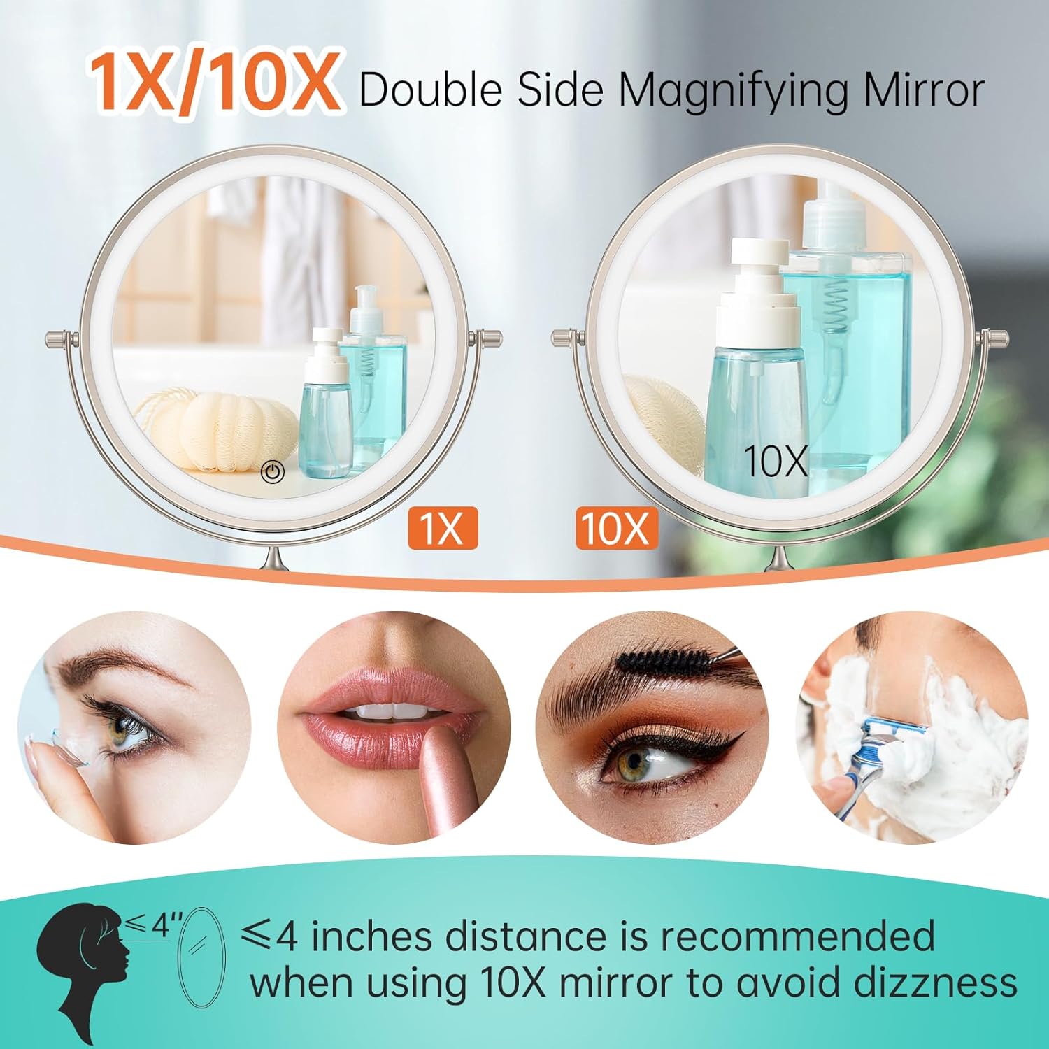 Wall-Mounted Compact Rechargeable Makeup Mirror