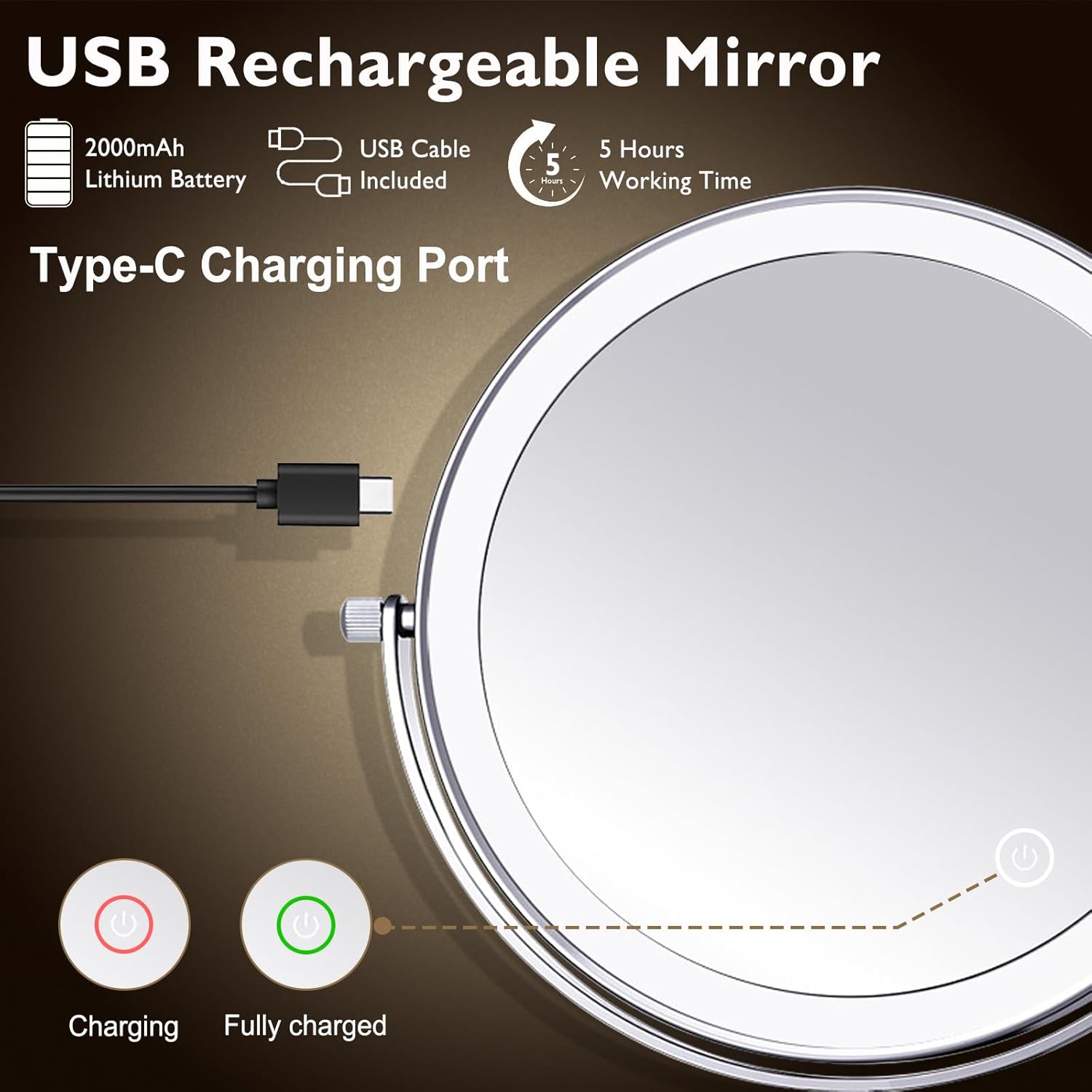 1X15X Wall Mounted Makeup Mirror