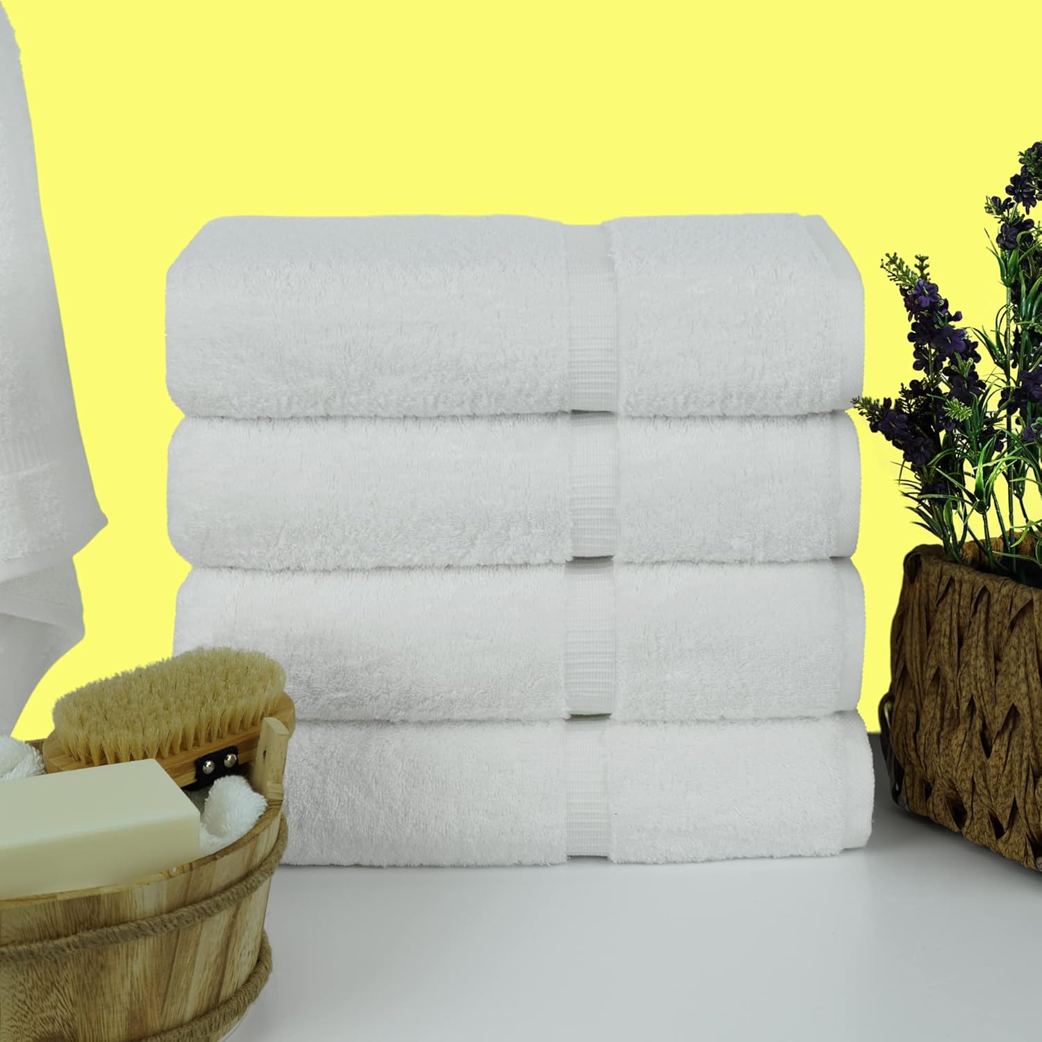 Chakir Turkish Linens - Premium Cotton Bath Towels Set of 4 - Luxurious Experience