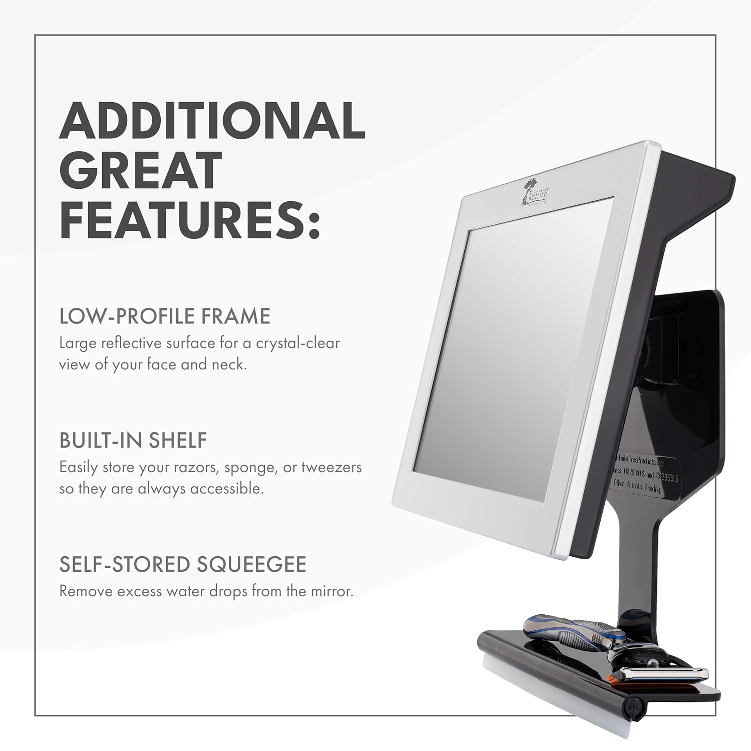 Fog-Free Shower Mirror with Squeegee