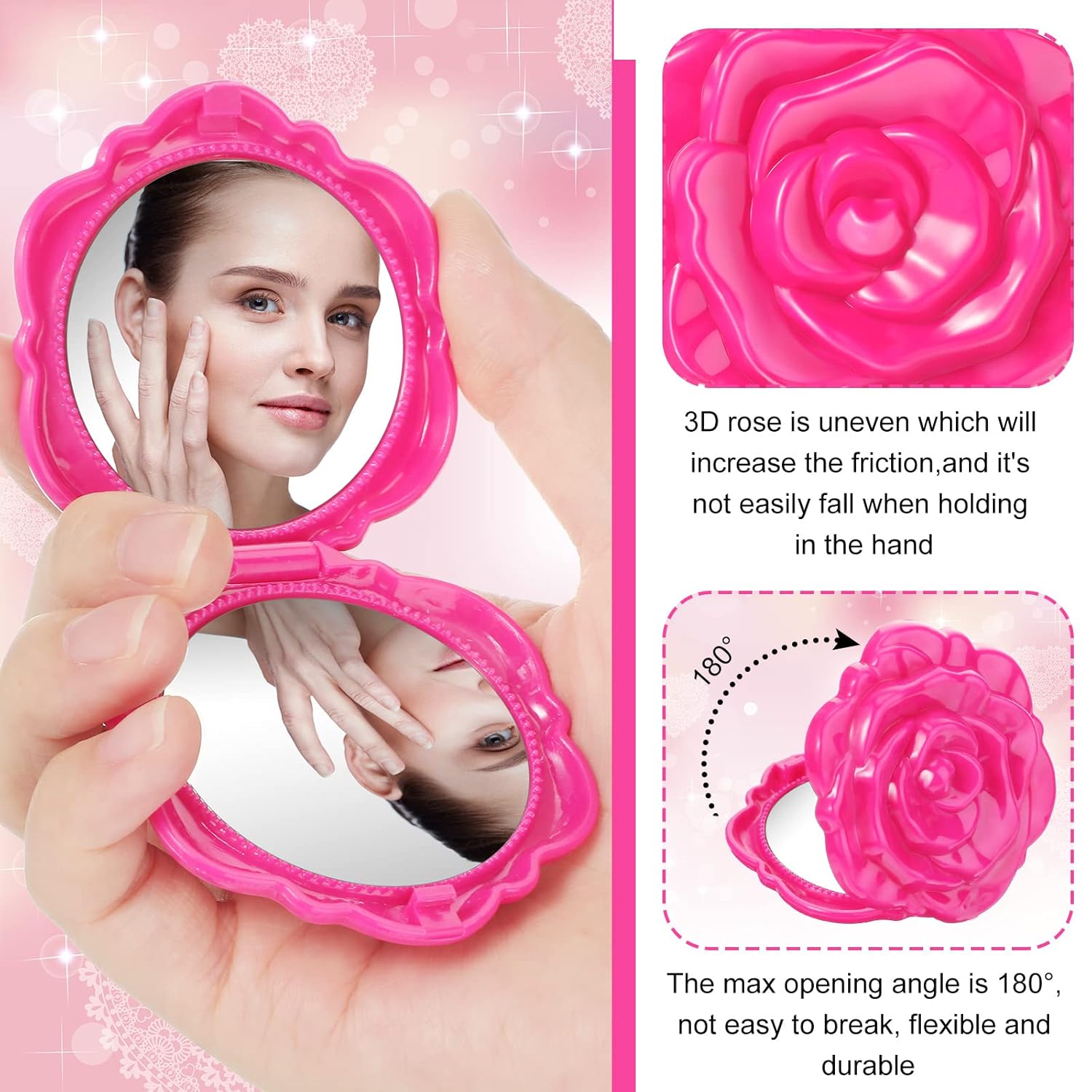 Exquisite Rose-Shape Compact Mirrors Set